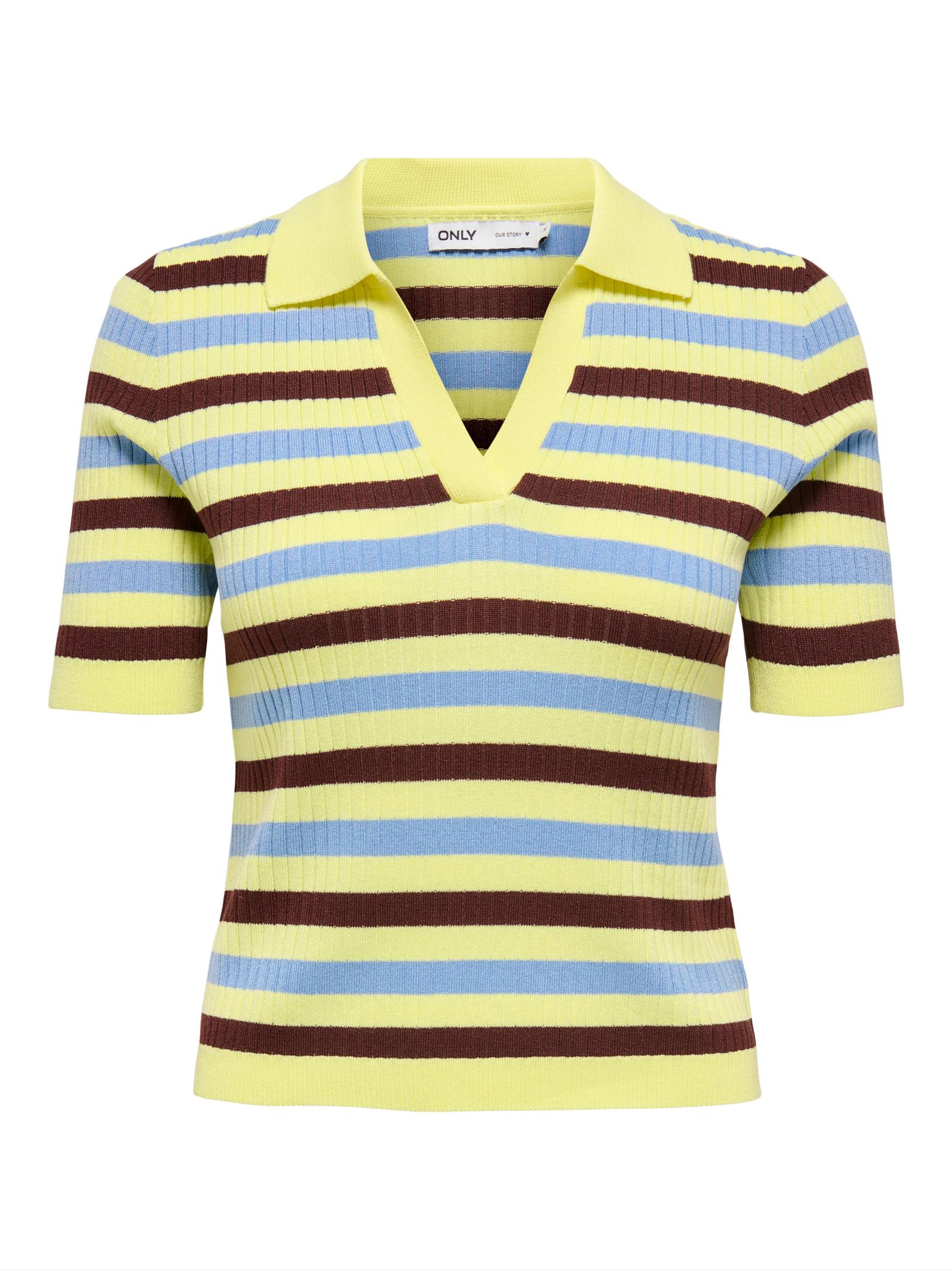 Polo Only Kaya Giallo a righe in maglia 15363776 /Yellow ONLY 