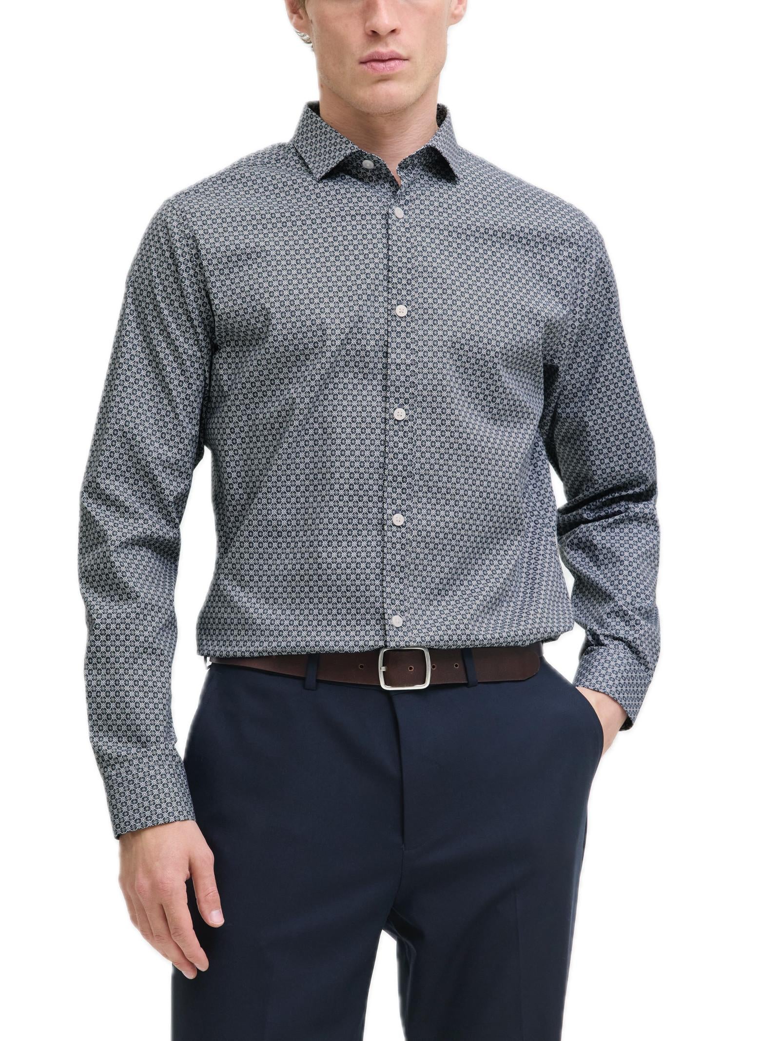 Camicia Jack & Jones Uomo Blackpool Blu stretch 12284126 /Navy Blazer JACK & JONES 