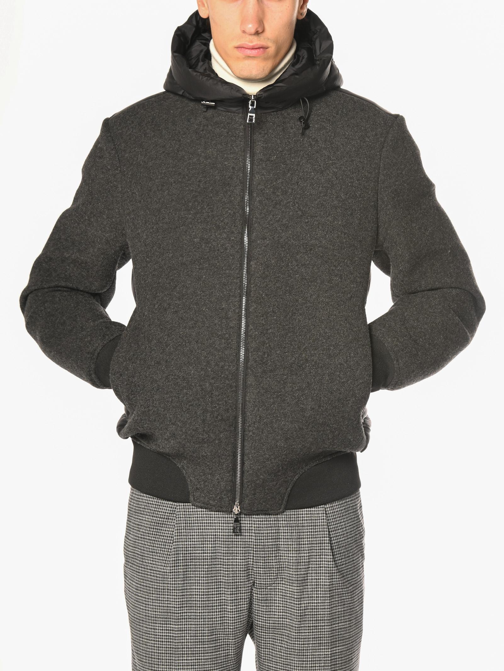 Bomber Seinse Nero in panno cappuccio GBI1096 NERO SEINSE 