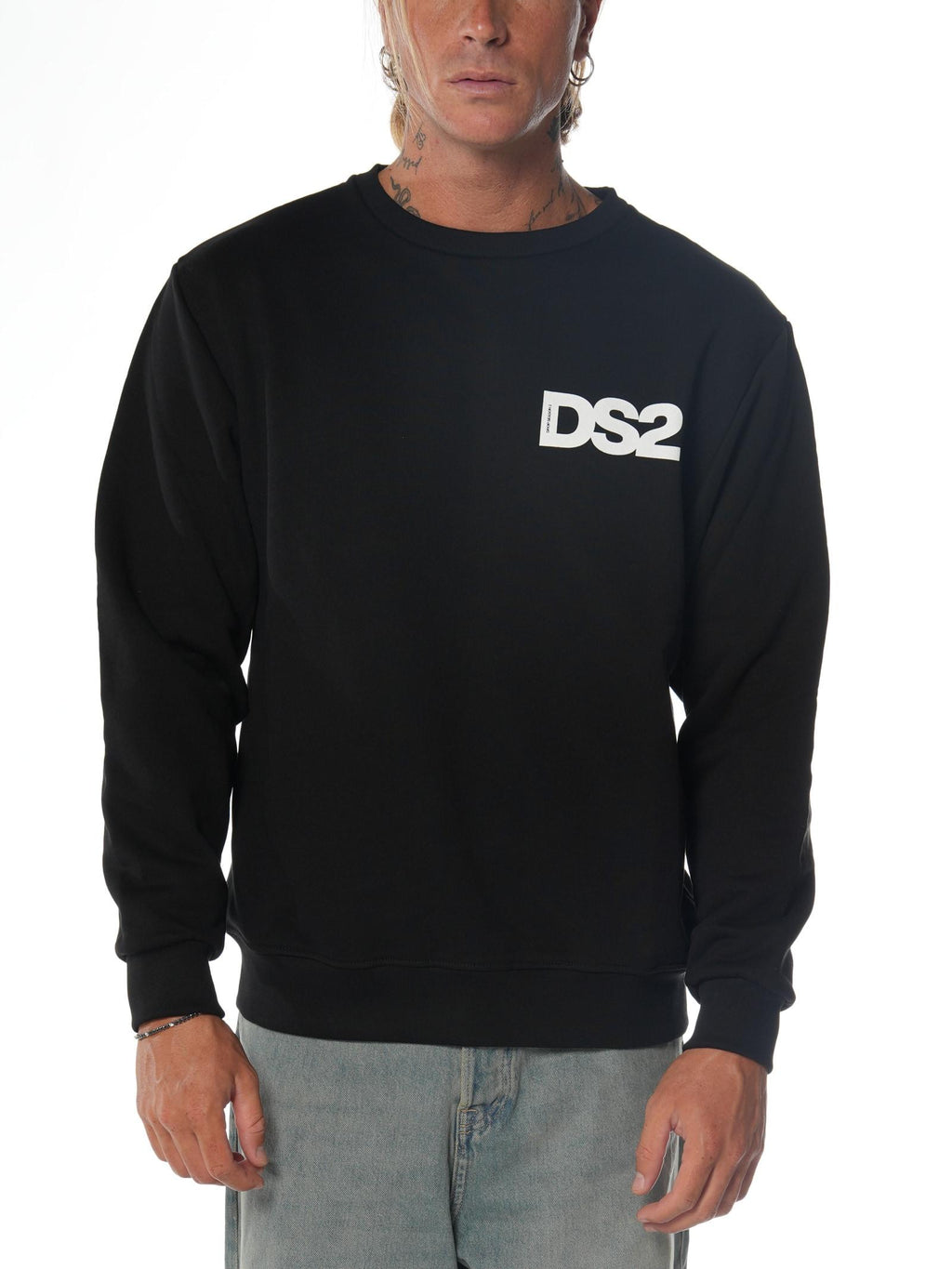 Felpa DS2 Nero Basic girocollo FW25229 NERO DS2 