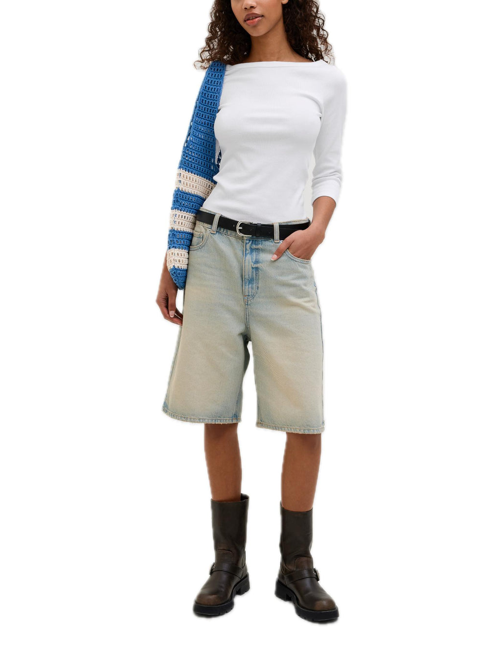 T-shirt JJXX Fifi Bianco scollo a barca 12272119 /BRIGHT WHITE JJXX 