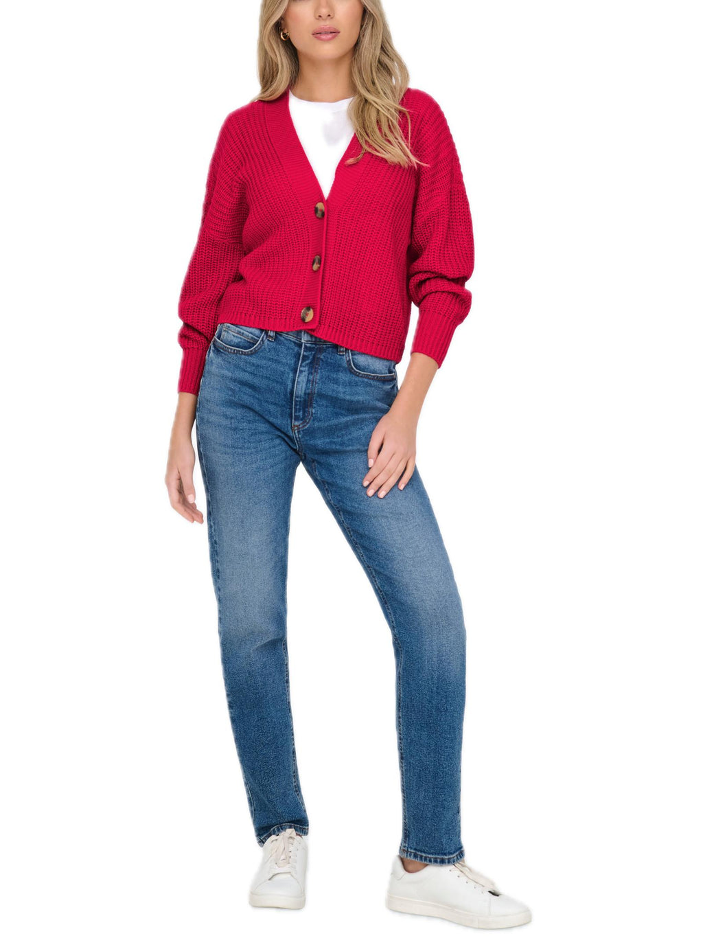 Cardigan Only Rosso Carol scollo a V 15211521 /Ski Patrol ONLY 