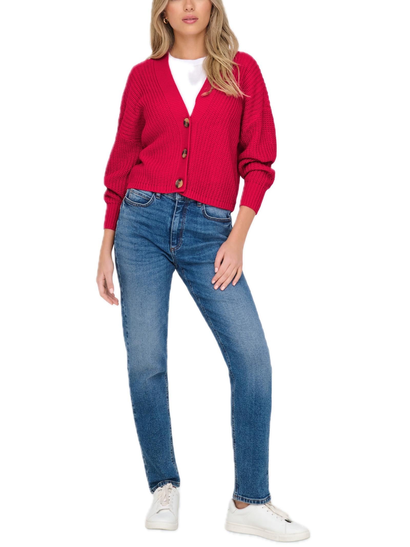 Cardigan Only Rosso Carol scollo a V 15211521 /Ski Patrol ONLY 