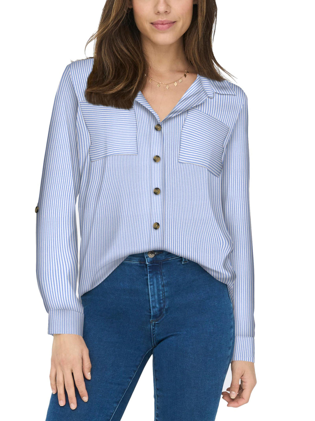 Camicia Only Yasmin Bianco Celeste con scollo a V 15281677 /Marina ONLY 