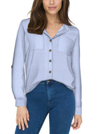 Camicia Only Yasmin Bianco Celeste con scollo a V 15281677 /Marina ONLY 