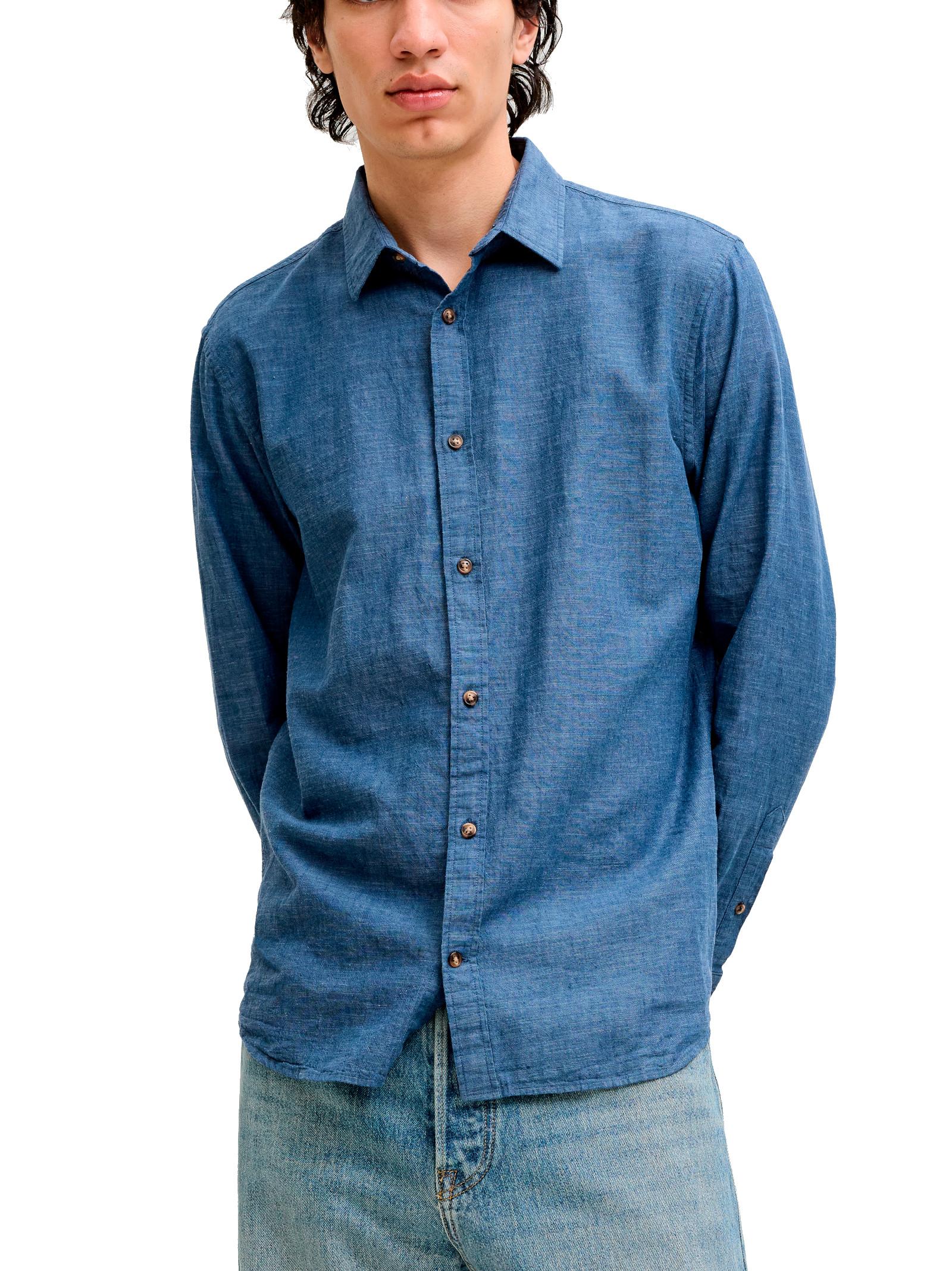 Camicia Jack & Jones Blu Summer misto lino 12289174 /Navy Blazer JACK & JONES 