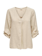 Blusa Jacqueline De Yong Say Beige in lino 15317390 /Oatmeal JDY 