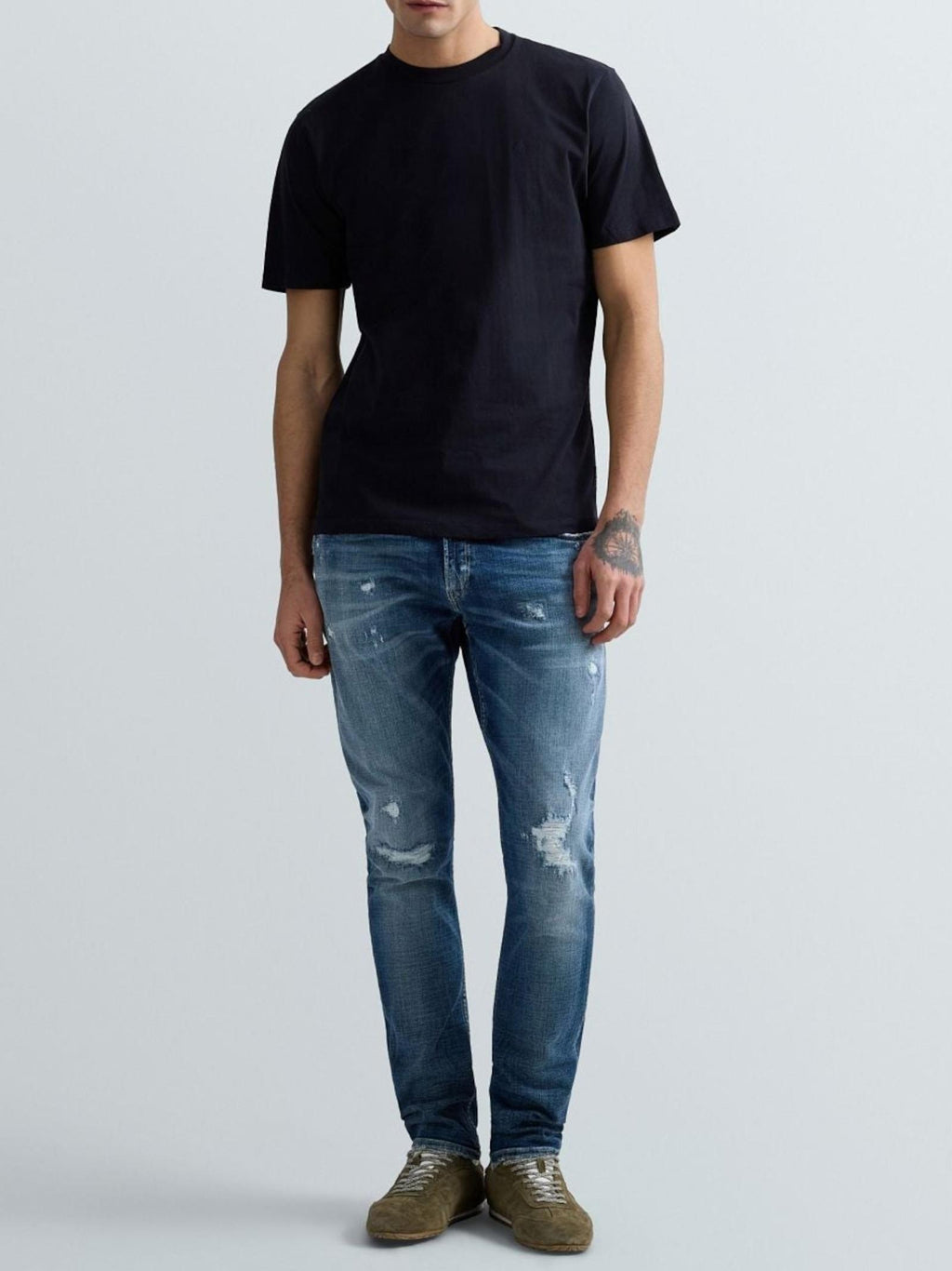 T-shirt Replay Blu Basic logo piccolo M3097 067 REPLAY 