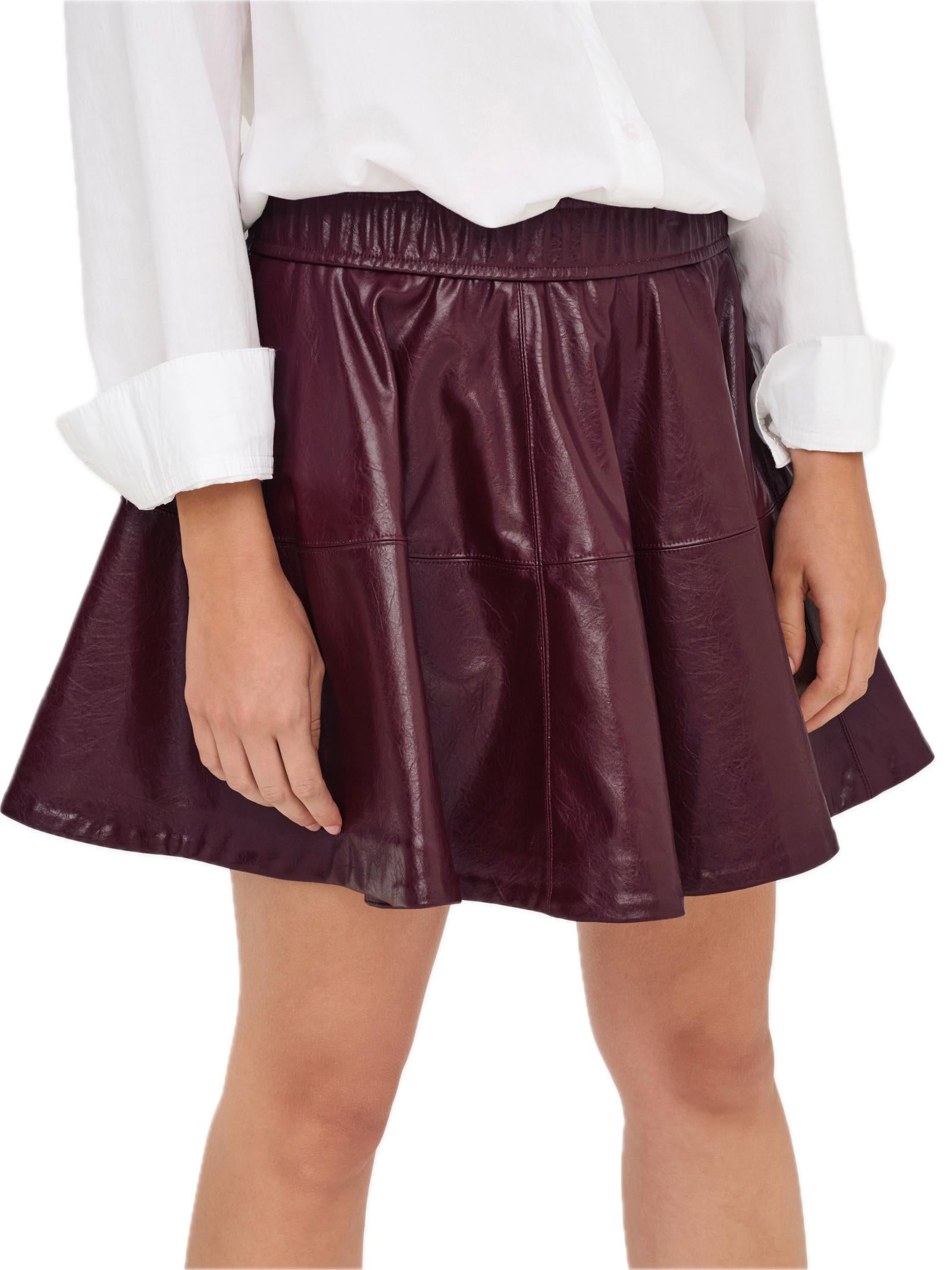 Gonna pantaloncino Only Jacky Bordeaux ecopelle 15355512 /Mauve Wine ONLY 