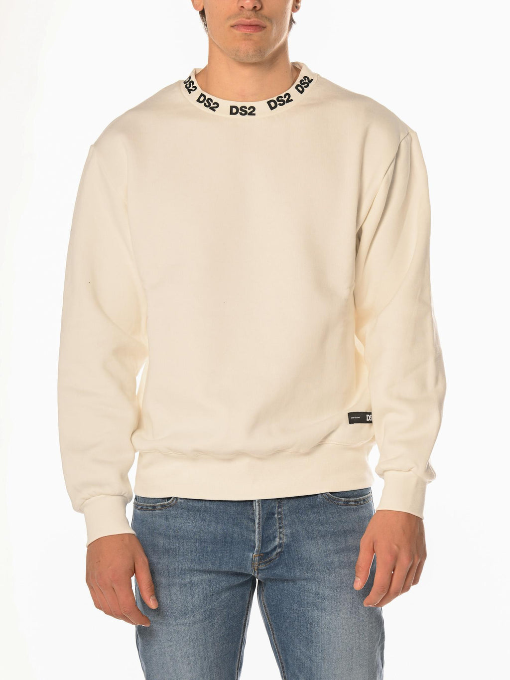 Felpa DS2 Bianco girocollo stampata FW25223 BIANCO DS2 