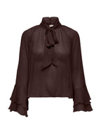 Blusa Only Ninna Marrone collo annodato 15367241 /Coffee Bean ONLY 