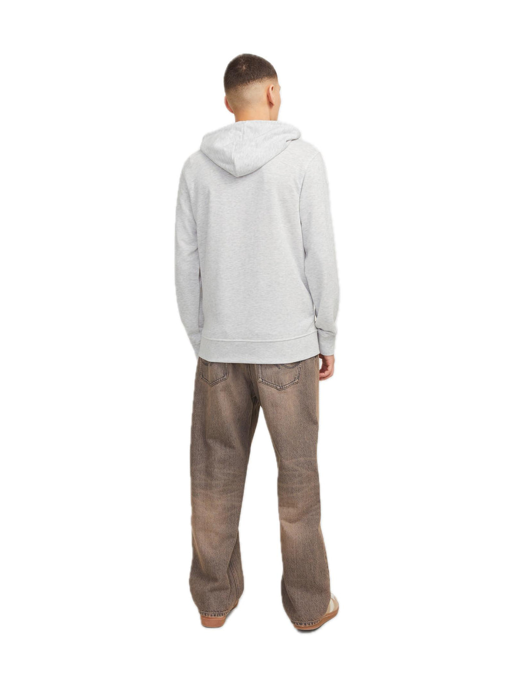 Felpa Jack & Jones Grigio Simon chiaro con stampa 12269353 /White Melange JACK & JONES 