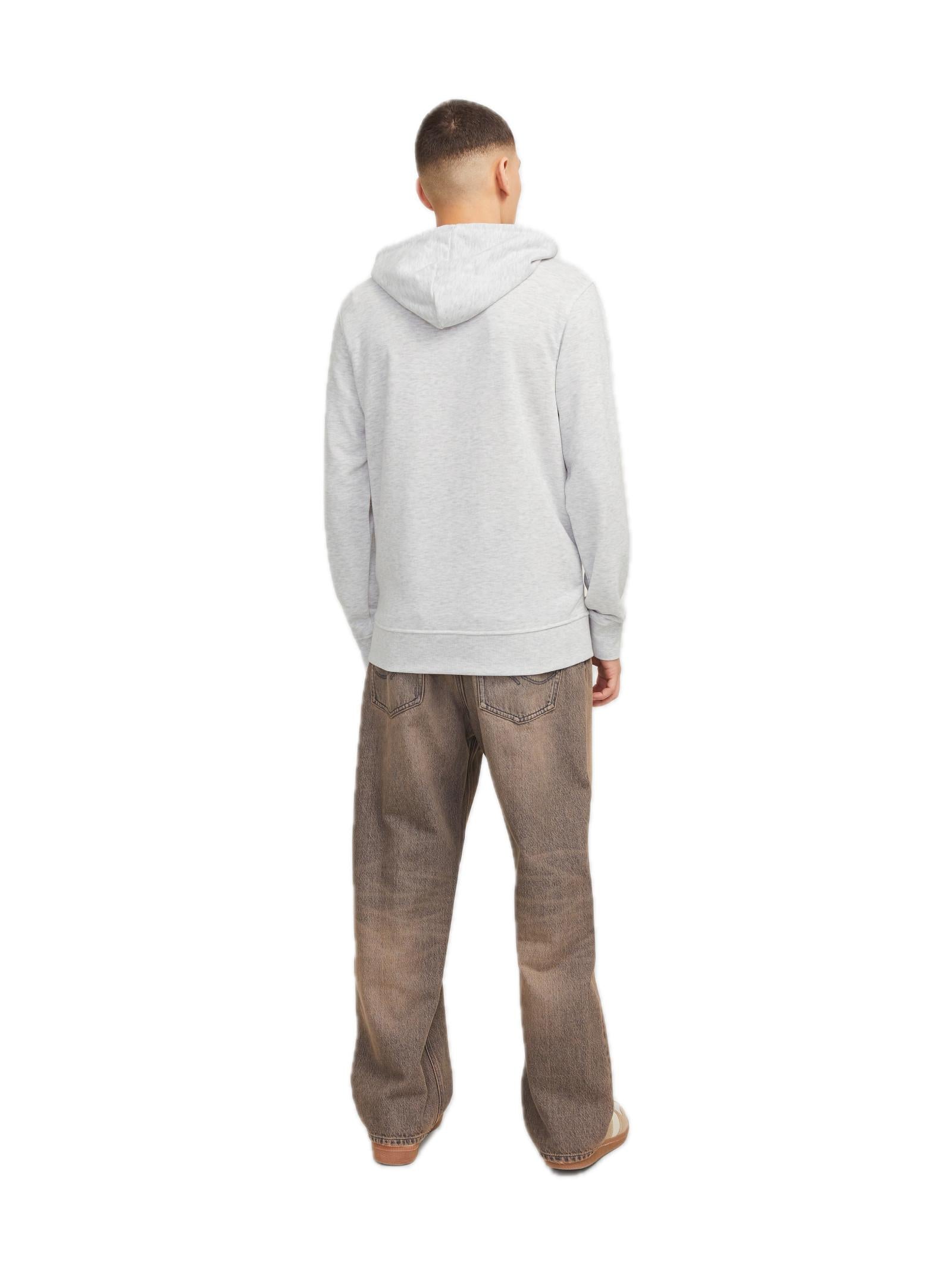 Felpa Jack & Jones Grigio Simon chiaro con stampa 12269353 /White Melange JACK & JONES 