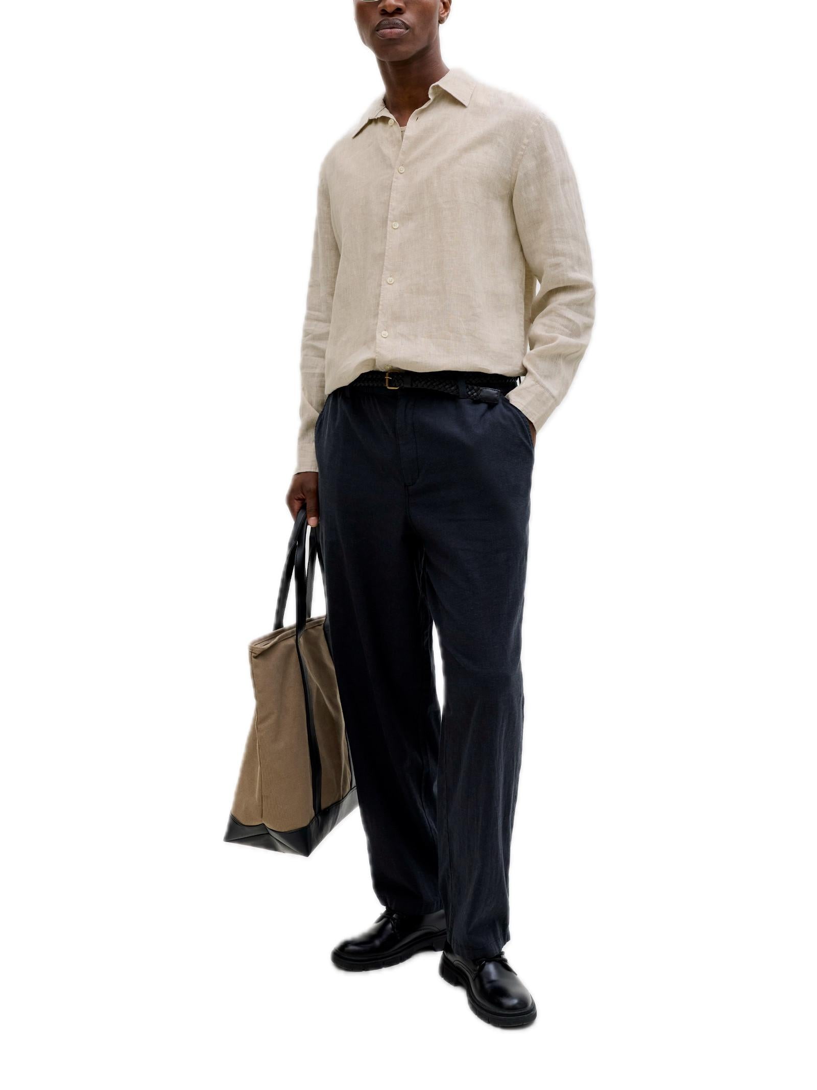 Camicia Jack & Jones Beige Lawrence lino 12293563 /Silver Lining JACK & JONES 