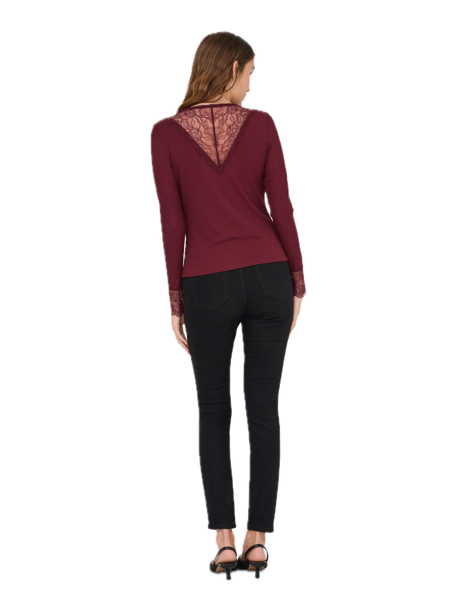 T-shirt Jacqueline De Yong Roxy Bordeaux pizzo 15317464 /Cabernet JDY 