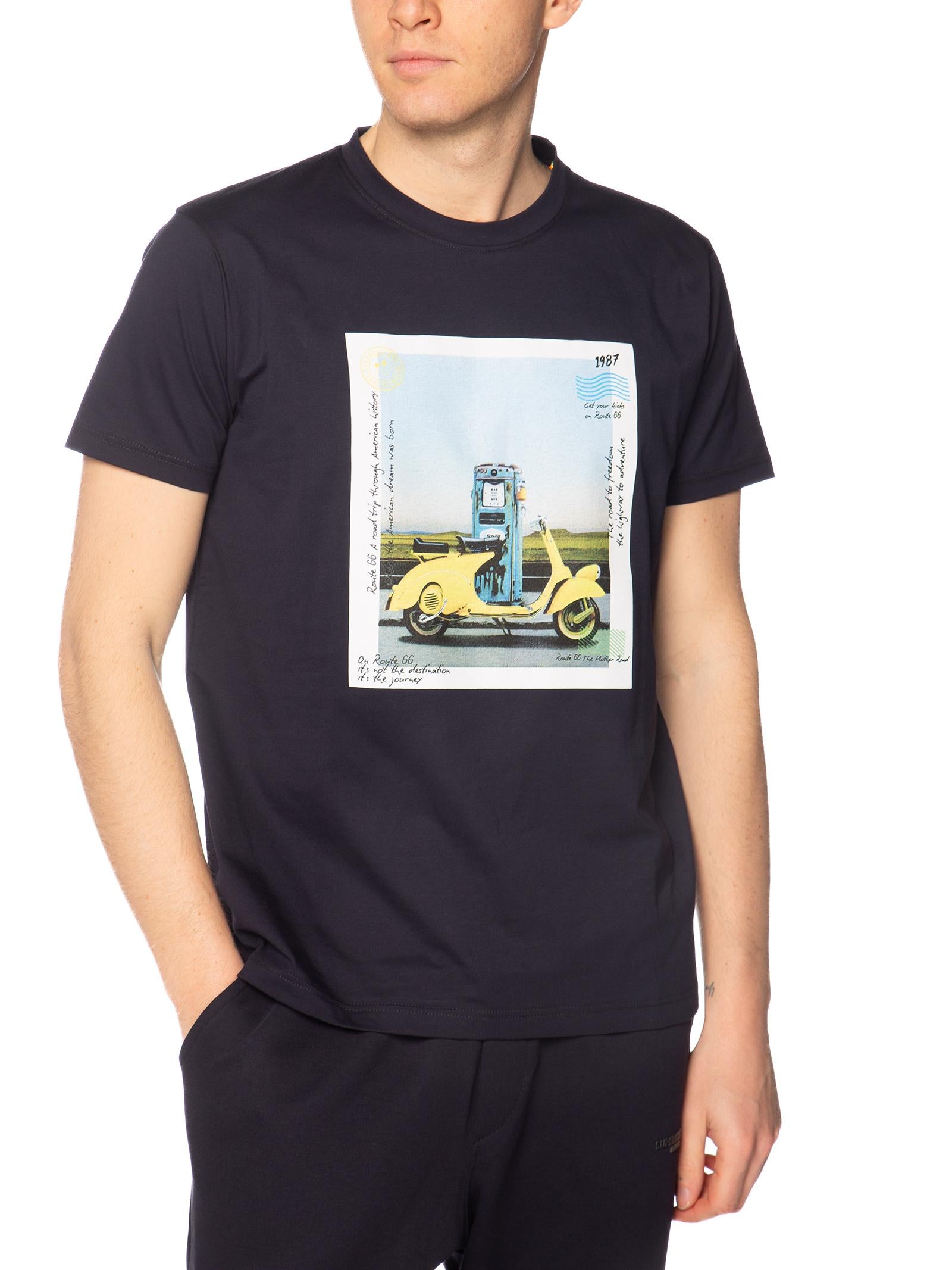 T-shirt Superculture Blu stampa vespa A1801 BLU SUPERCULTURE 