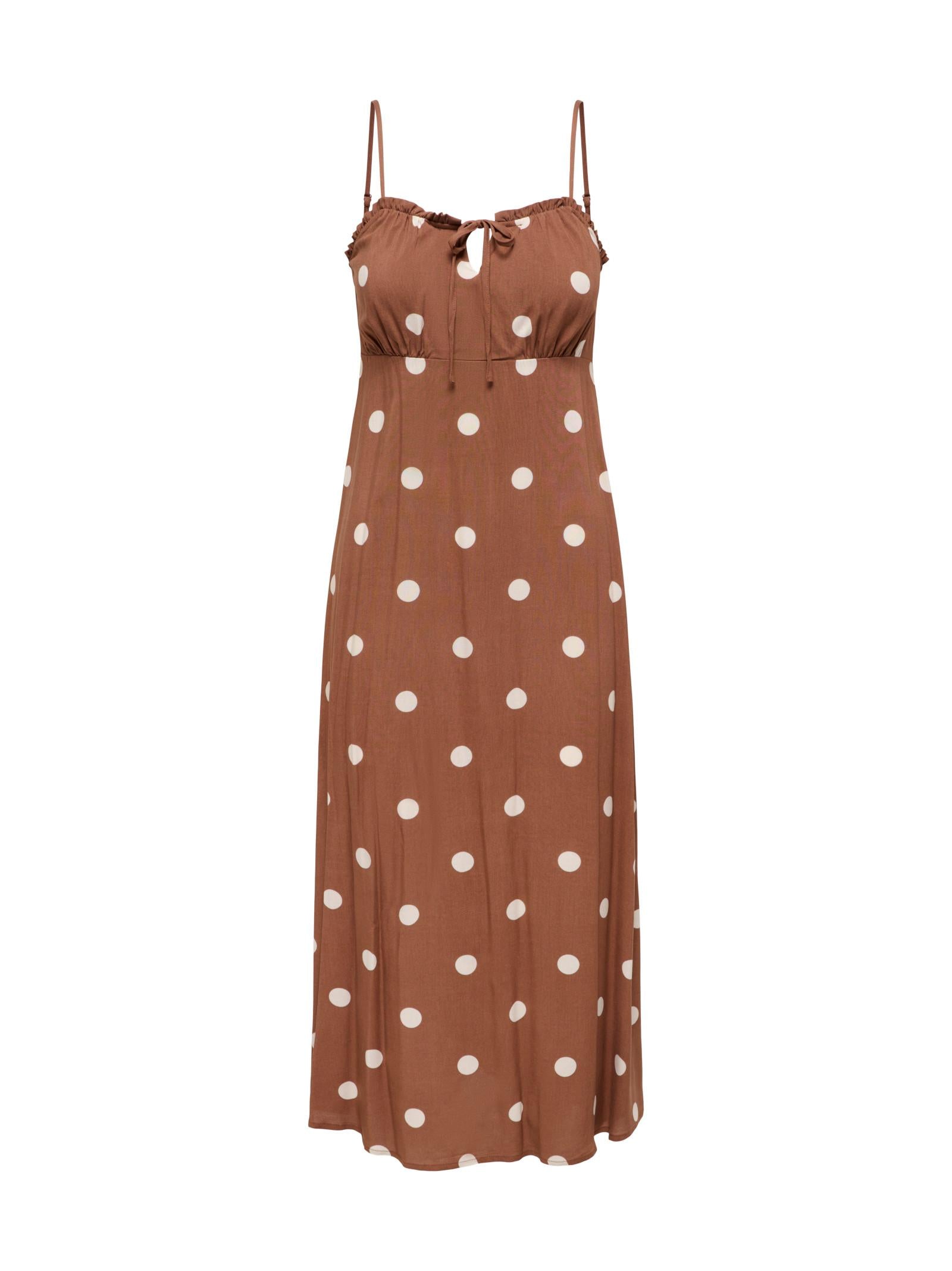 Abito Only Nelly Marrone lungo smanicato con balza 15322844 /Cocoa Brown ONLY 