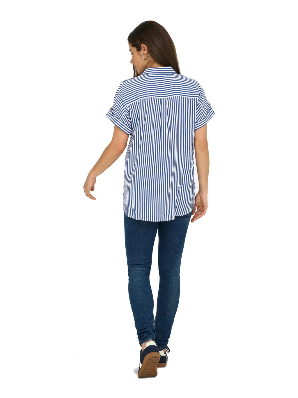 Camicia Only Blu bianco Yasmin a manica corta 15348758 /Peacoat ONLY 