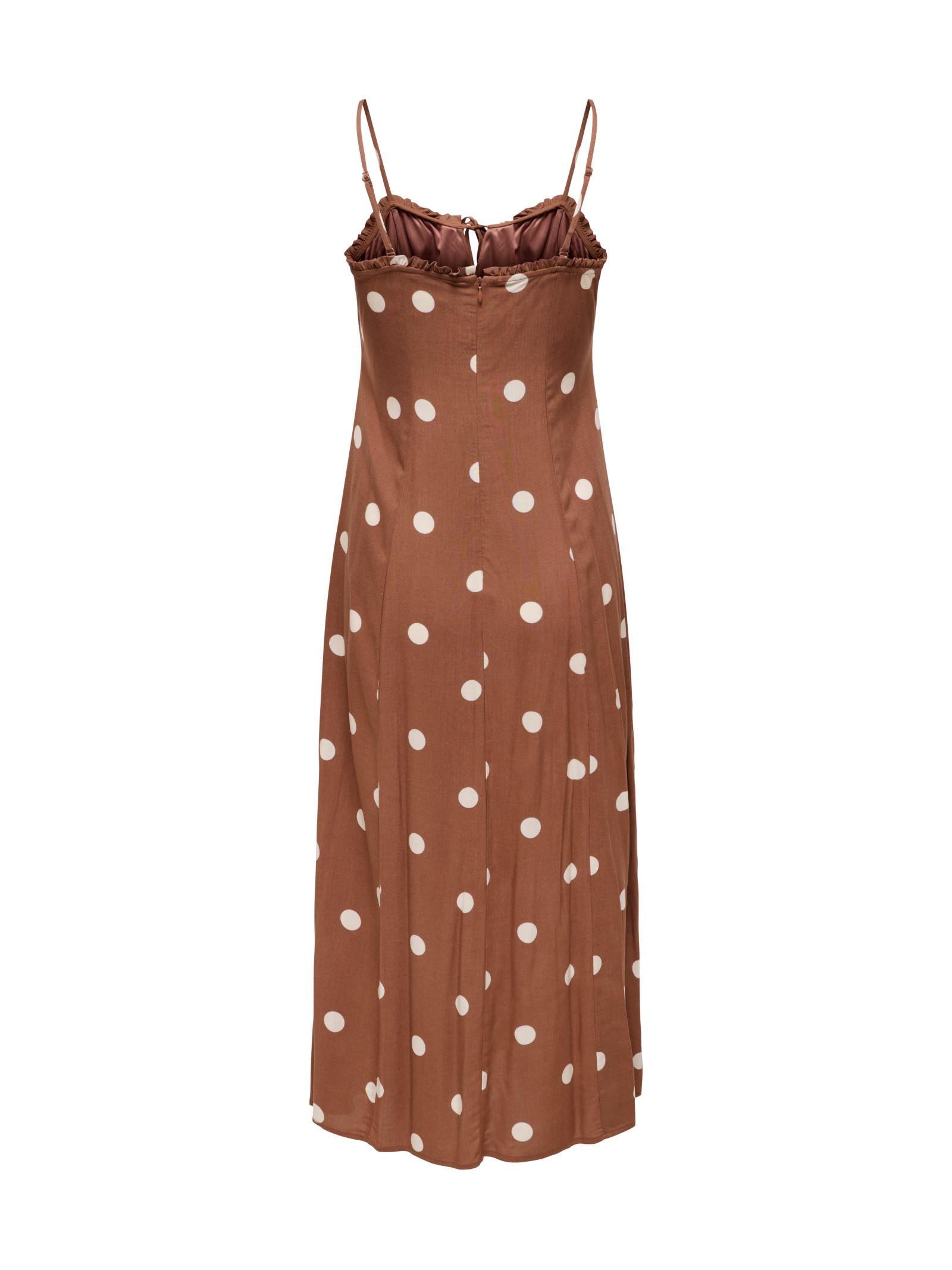 Abito Only Nelly Marrone lungo smanicato con balza 15322844 /Cocoa Brown ONLY 