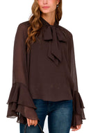 Blusa Only Ninna Marrone collo annodato 15367241 /Coffee Bean ONLY 