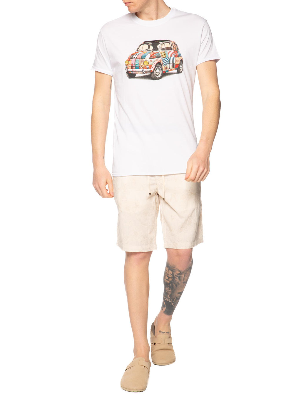T-shirt Block Eleven Bianco stampa fiat 15FIAT BIANCO BLOCK ELEVEN 