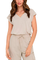 T-shirt Only Free Beige scollo a V 15287041 /Pumice Stone ONLY 
