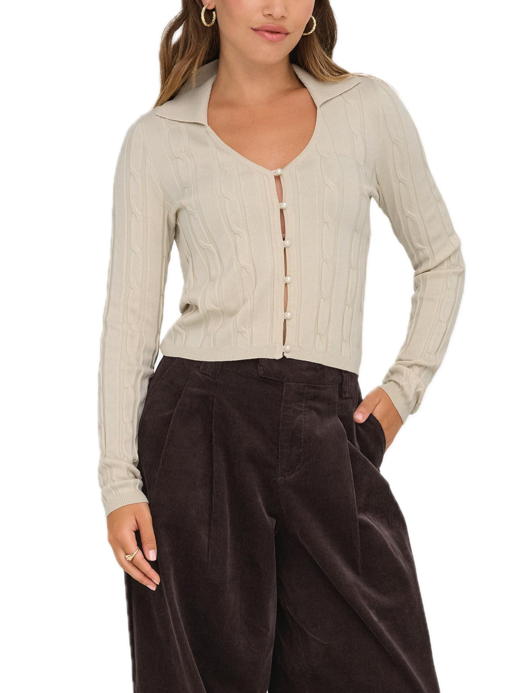Cardigan Only Meddi Panna in maglia 15352102 /Birch ONLY 