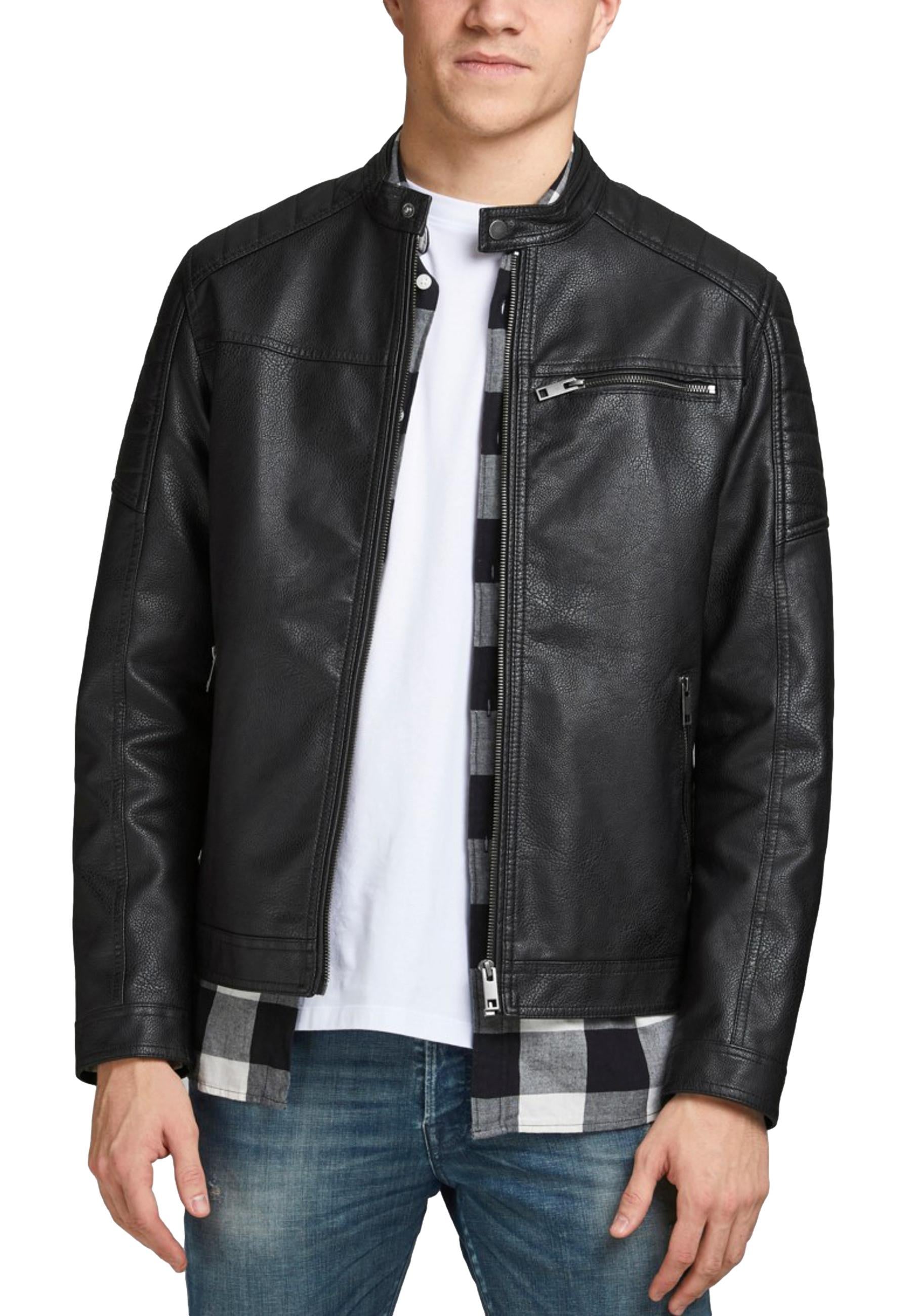 Giubbotto Jack & Jones Nero Rocki ecopelle 12147218 /Black JACK & JONES 