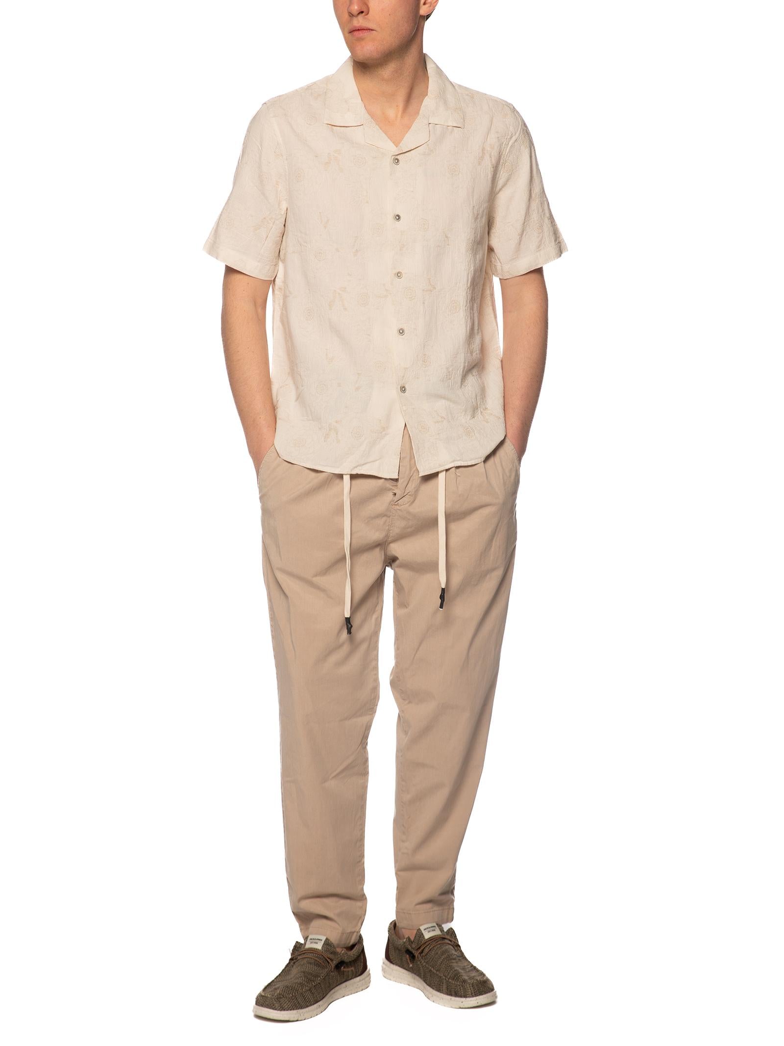 Camicia Block Eleven Beige in jacquard manica corta 04BL2608 BEIGE BLOCK ELEVEN 