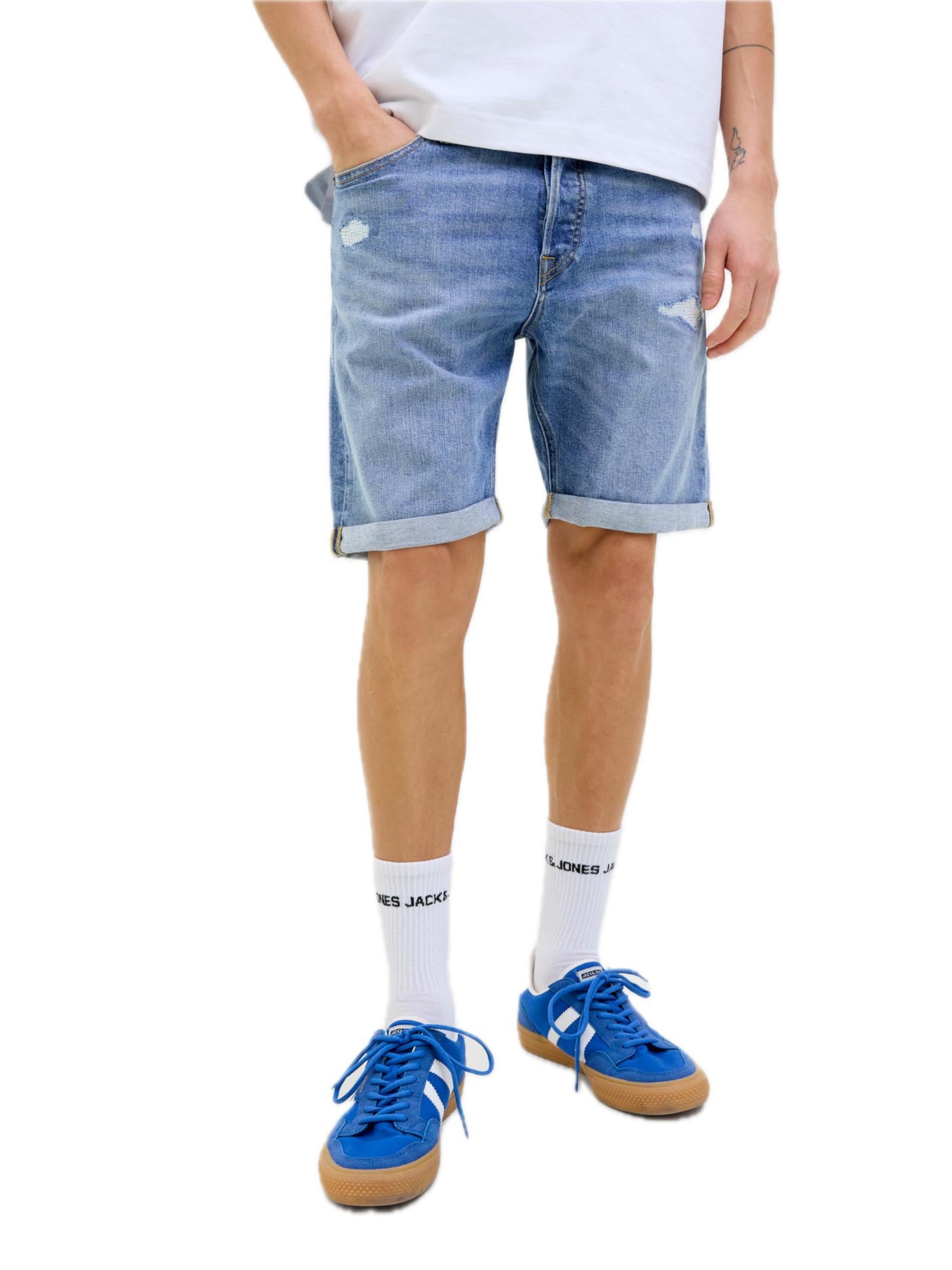 Bermuda Jack & Jones Rick Blue Denim strappi 12269612 /Blue Denim JACK & JONES 