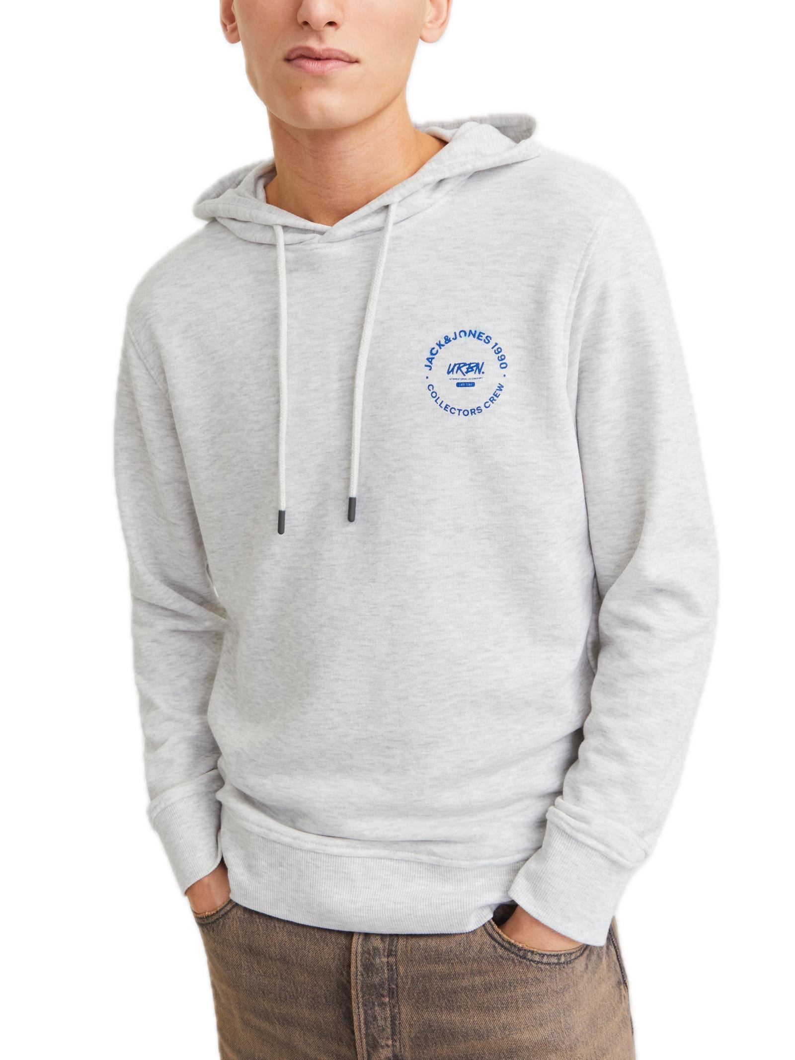 Felpa Jack & Jones Grigio Simon chiaro con stampa 12269353 /White Melange JACK & JONES 