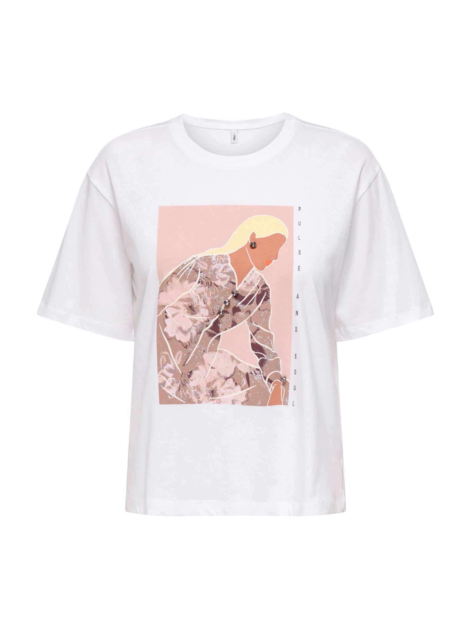 T-shirt Only Bianco Susan stampa 15372179 /Pulse Bright White ONLY 