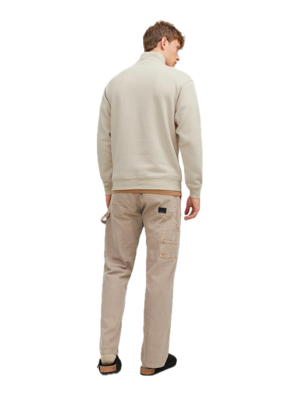 Felpa Jack & Jones Nero Bradley mezza zip 12250747 /Moonbeam JACK & JONES 