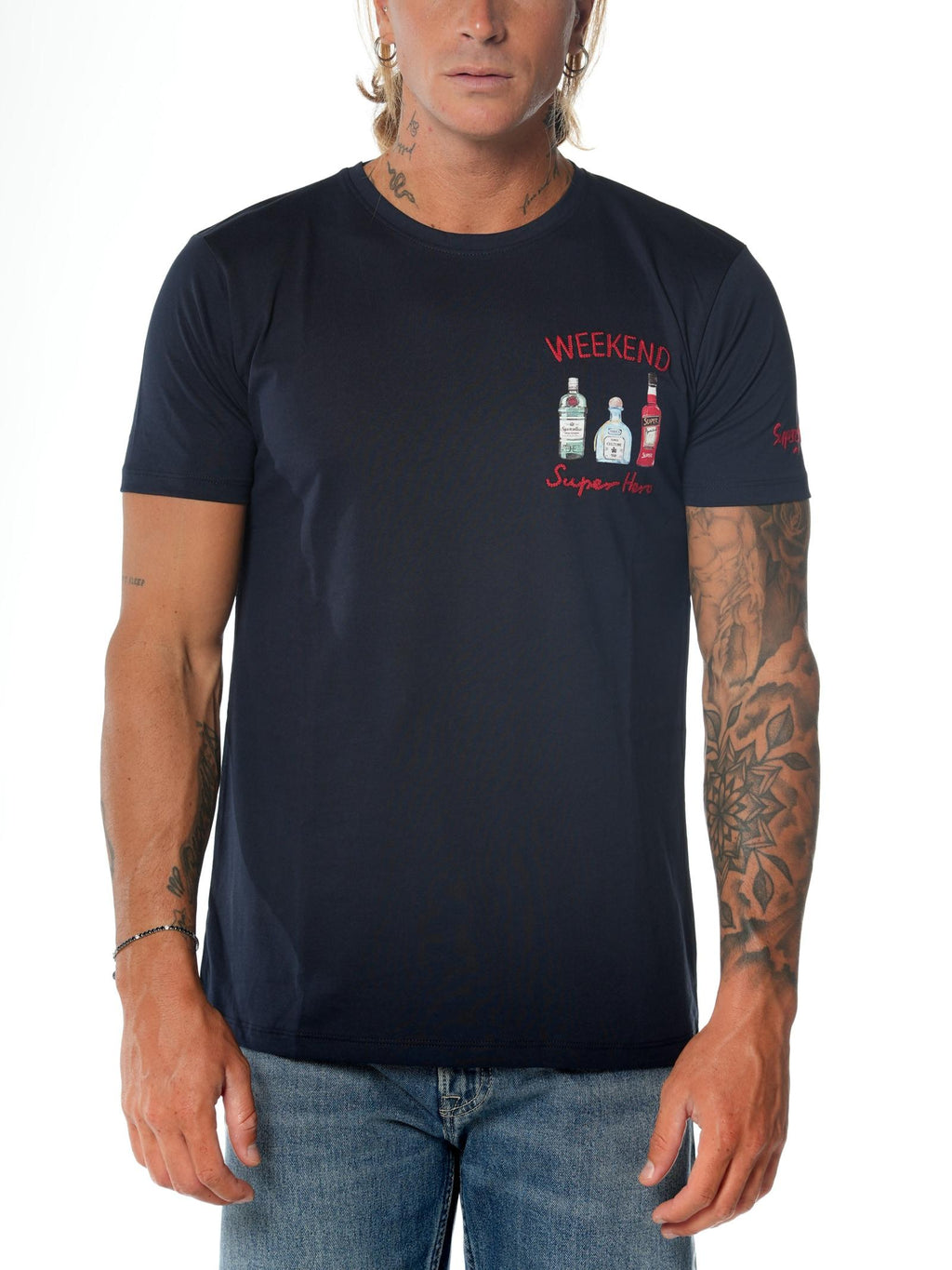 T-shirt Superculture Blu logo frontale A1367 BLU SUPERCULTURE 