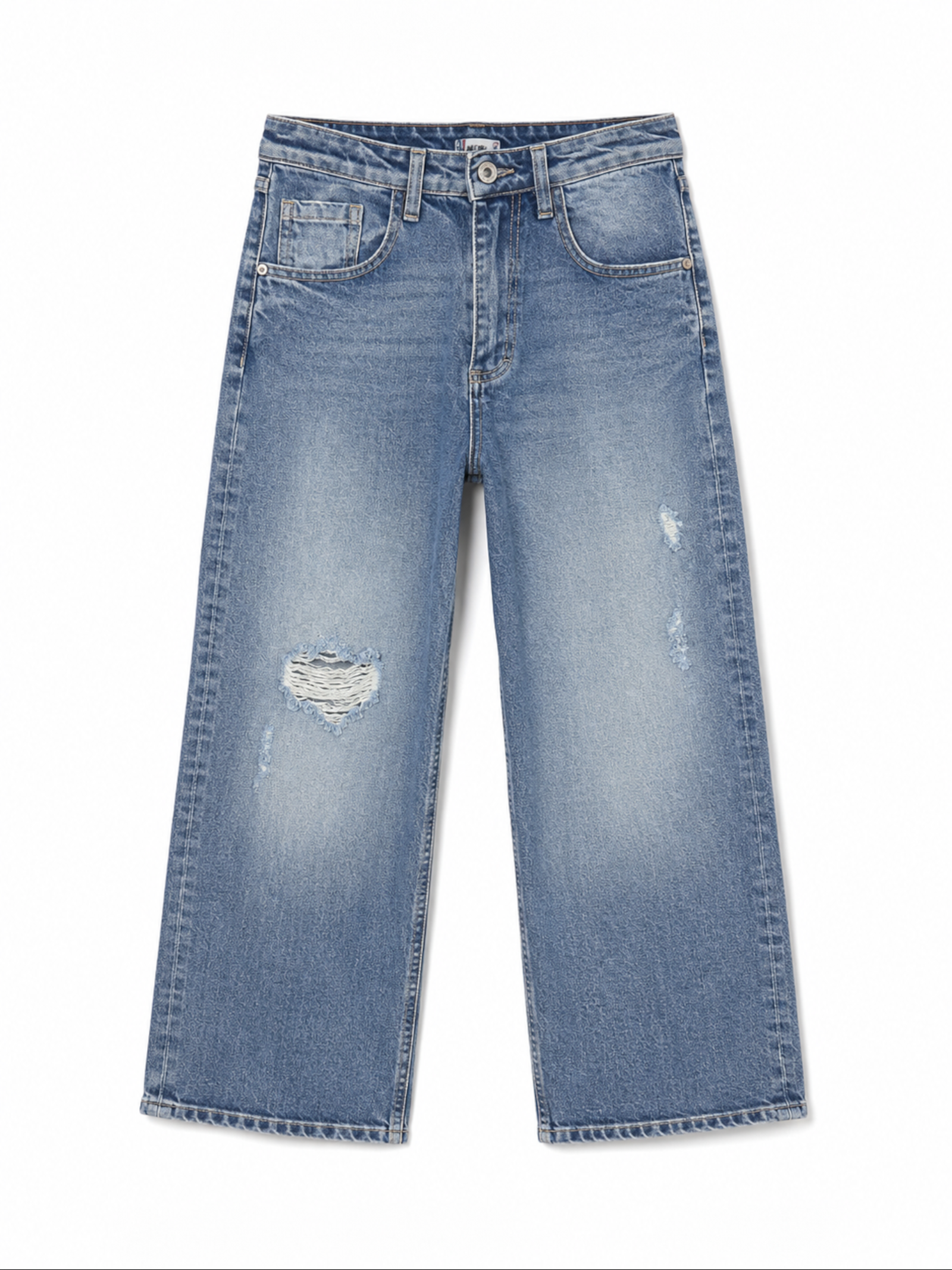 Jeans Please Baloon Meidum Blue Denim  strappi P3POCJGW9R BLUE DENIM PLEASE 