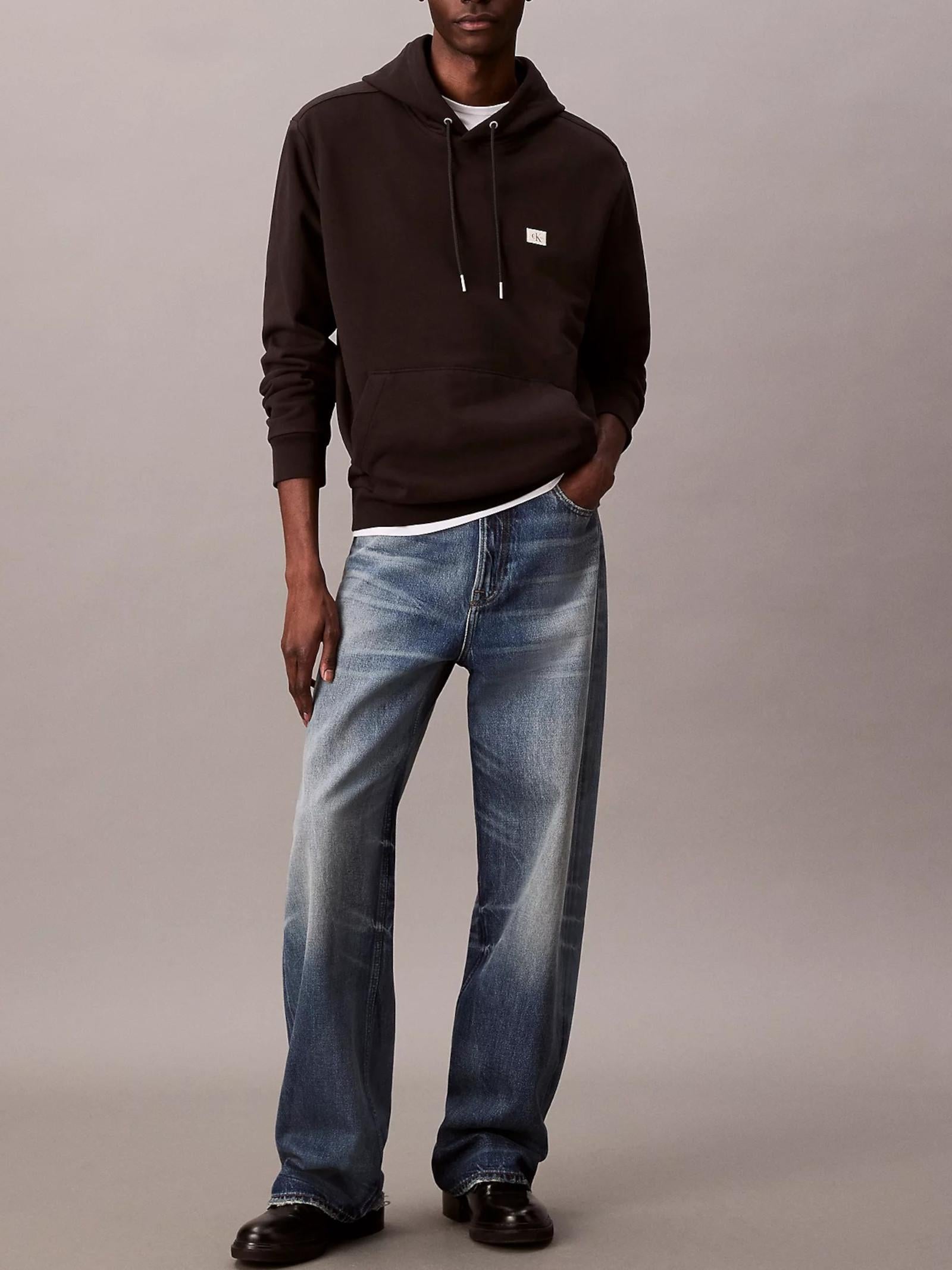 Felpa Calvin Klein Nero Terry cappuccio LV04RC274G UB1 CALVIN KLEIN 