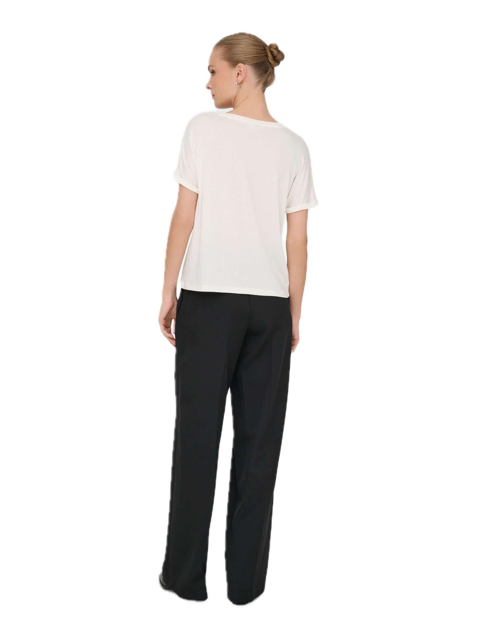 T-shirt JDY Sissy Bianco con scollo a V 15364526 /Cloud Dancer JDY 