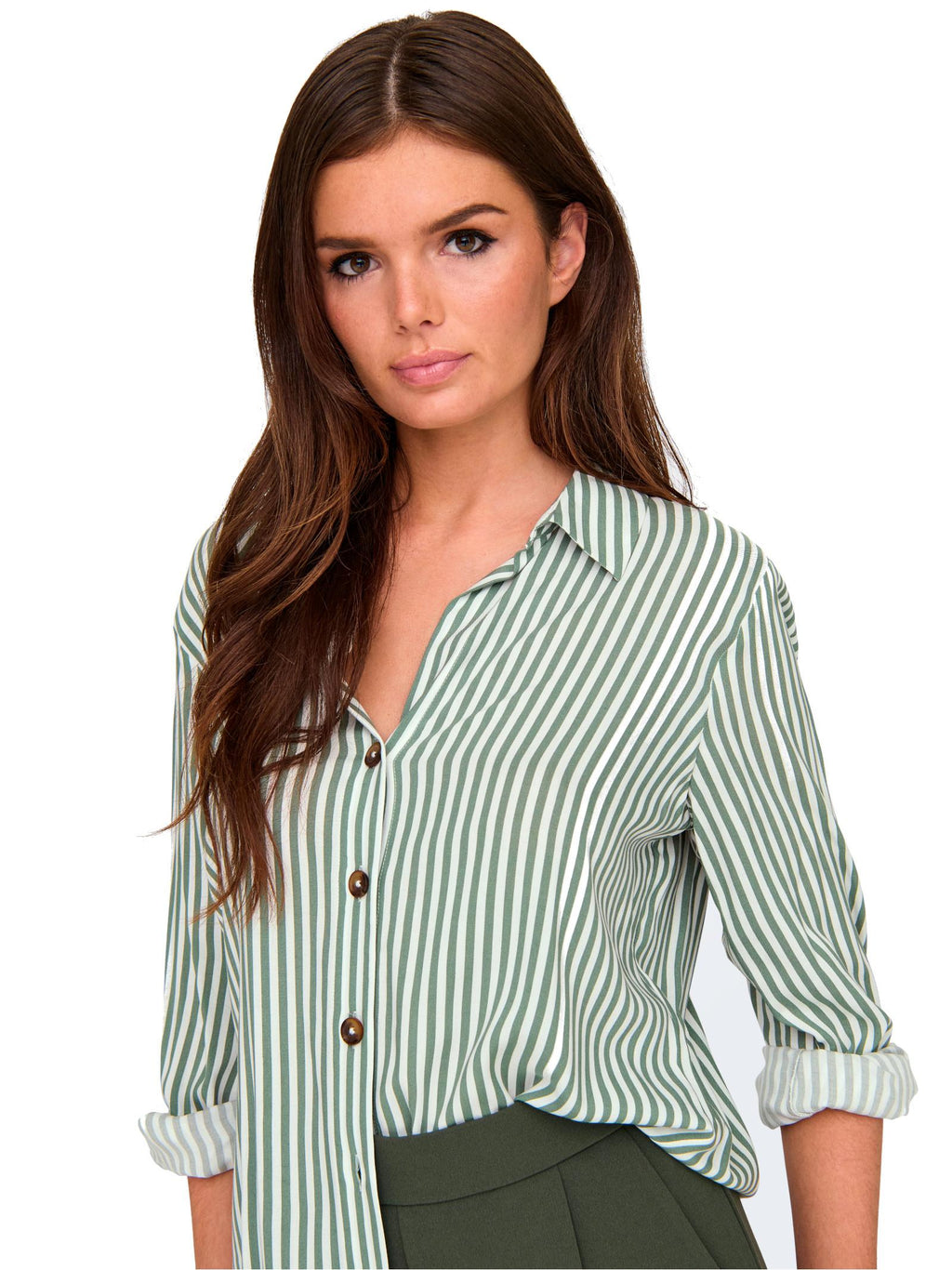 Camicia JDY Verde bianco Laurel maniche 3/4 15329311 /Sea White JDY 