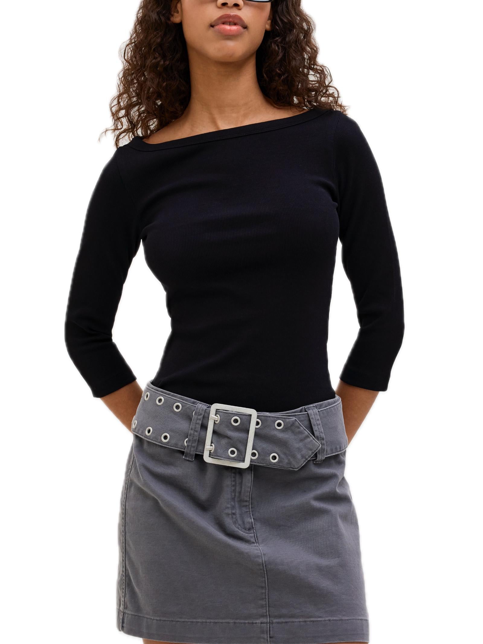 T-shirt JJXX Fifi Nero scollo a barca 12272119 BLACK JJXX 