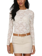 T-shirt Only Nikka Bianco pizzo 15367565 /Egret ONLY 