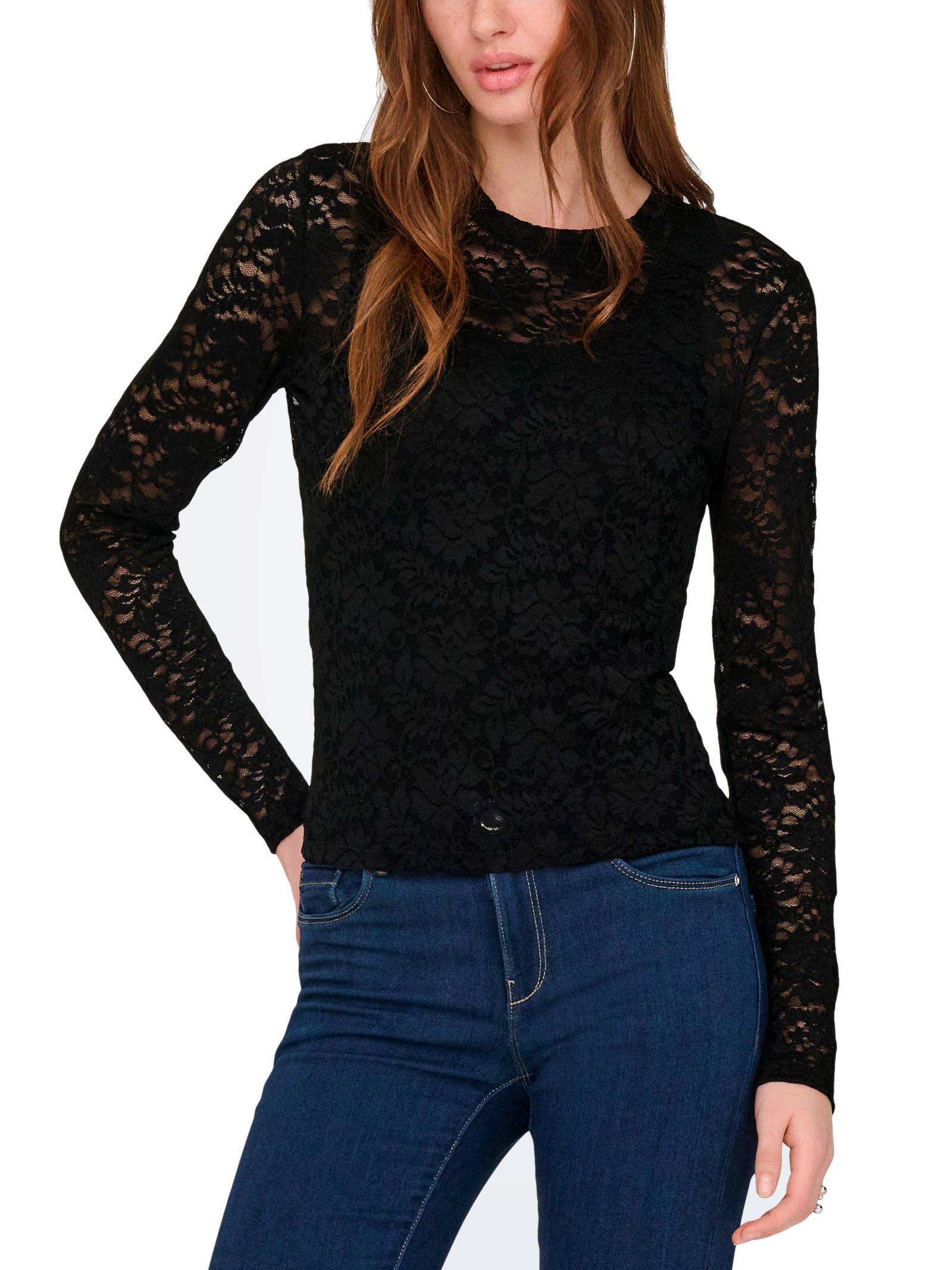 T-shirt Only Nikka Nero pizzo 15367565 /Black ONLY 