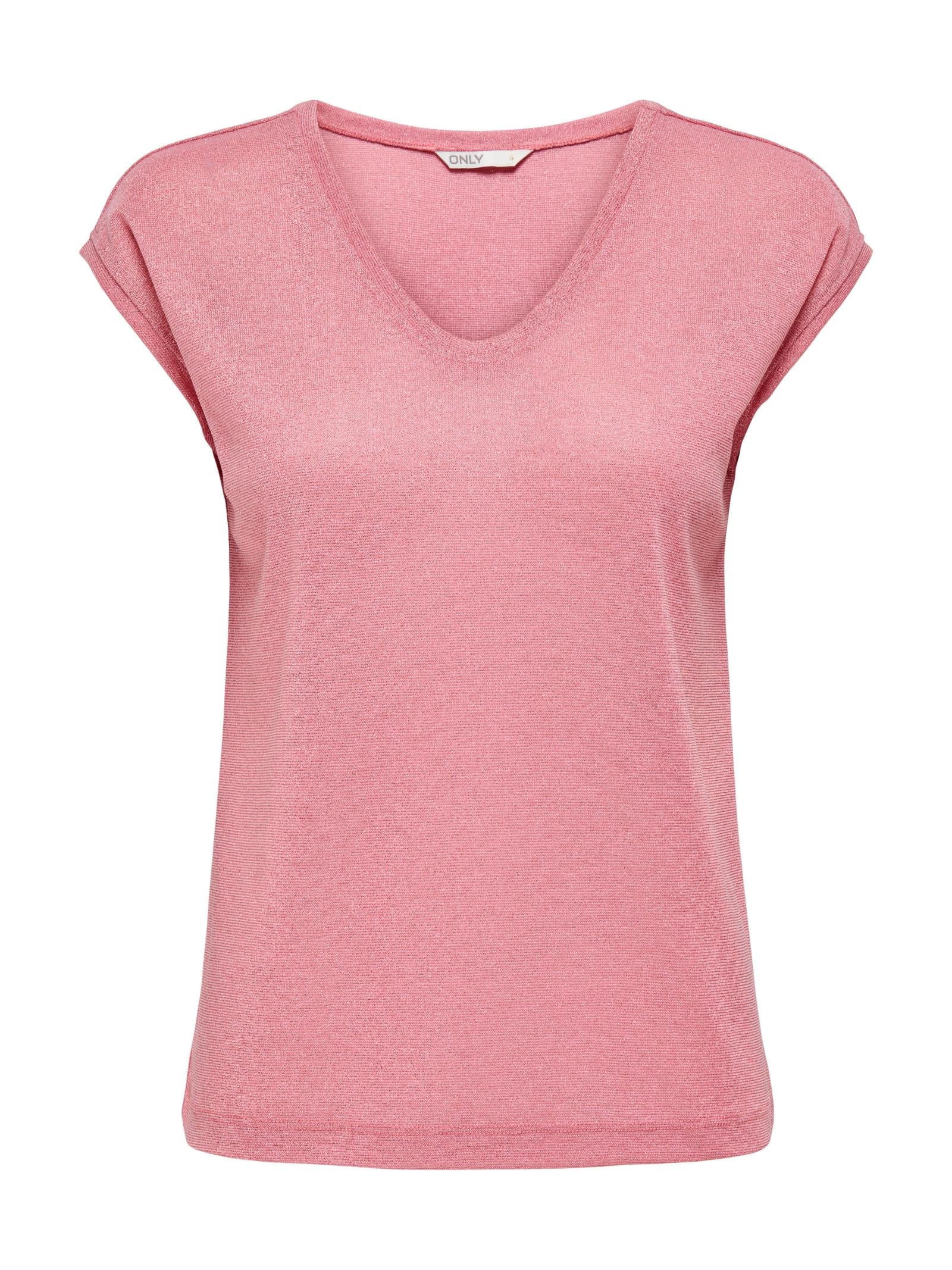 T-Shirt Only Silver Rosa in lurex 15136069 /Bonbon ONLY 