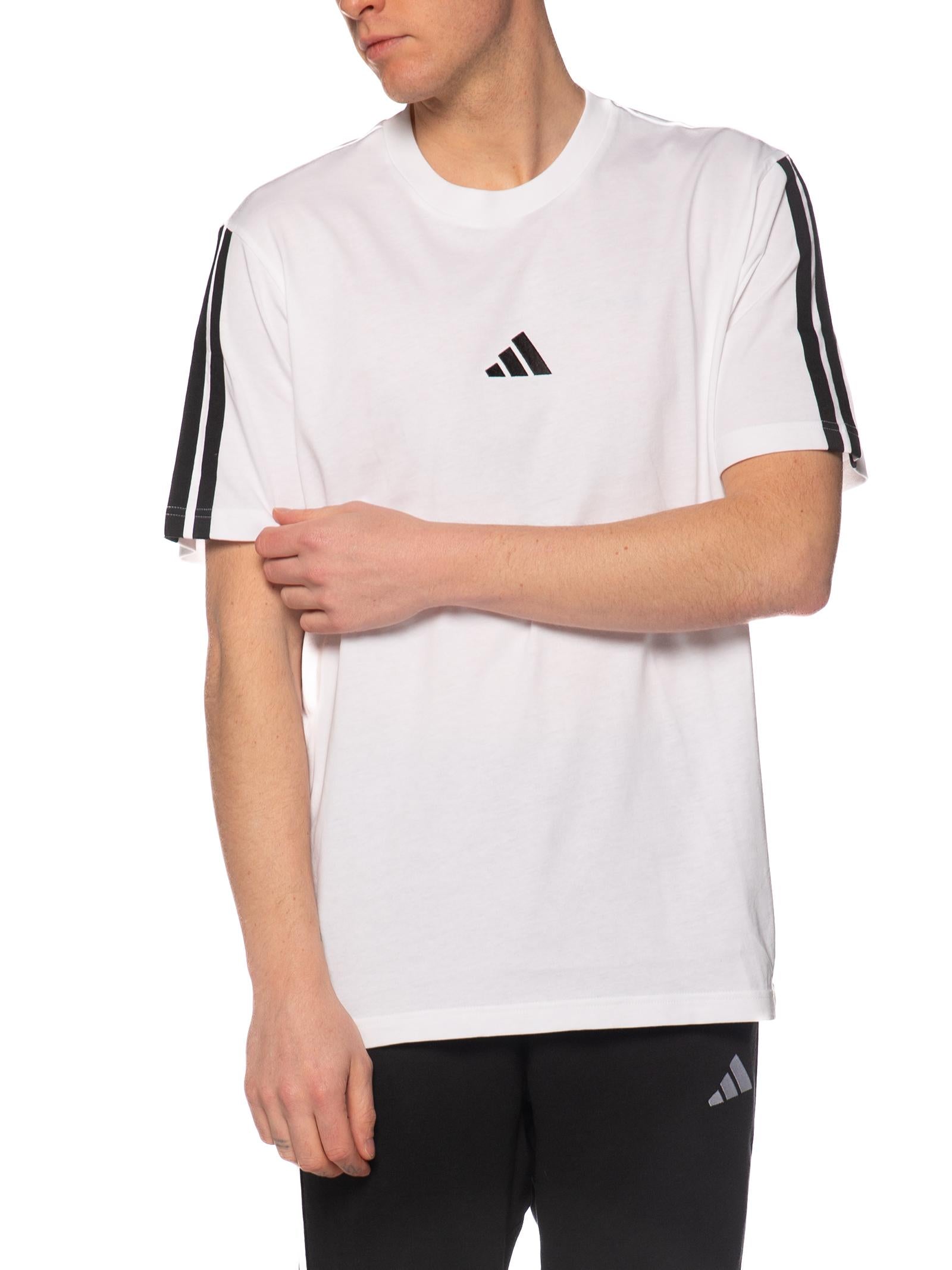 T-shirt Adidas Bianco logo piccolo banda JW1952 BIANCO ADIDAS 