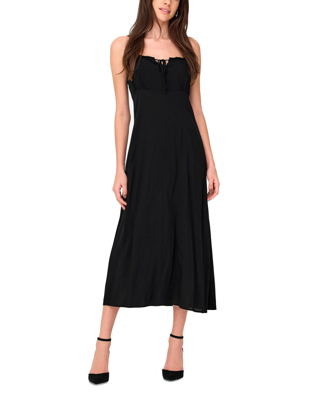 Abito Only Nelly Nero lungo smanicato con balza 15322844 /Black ONLY 