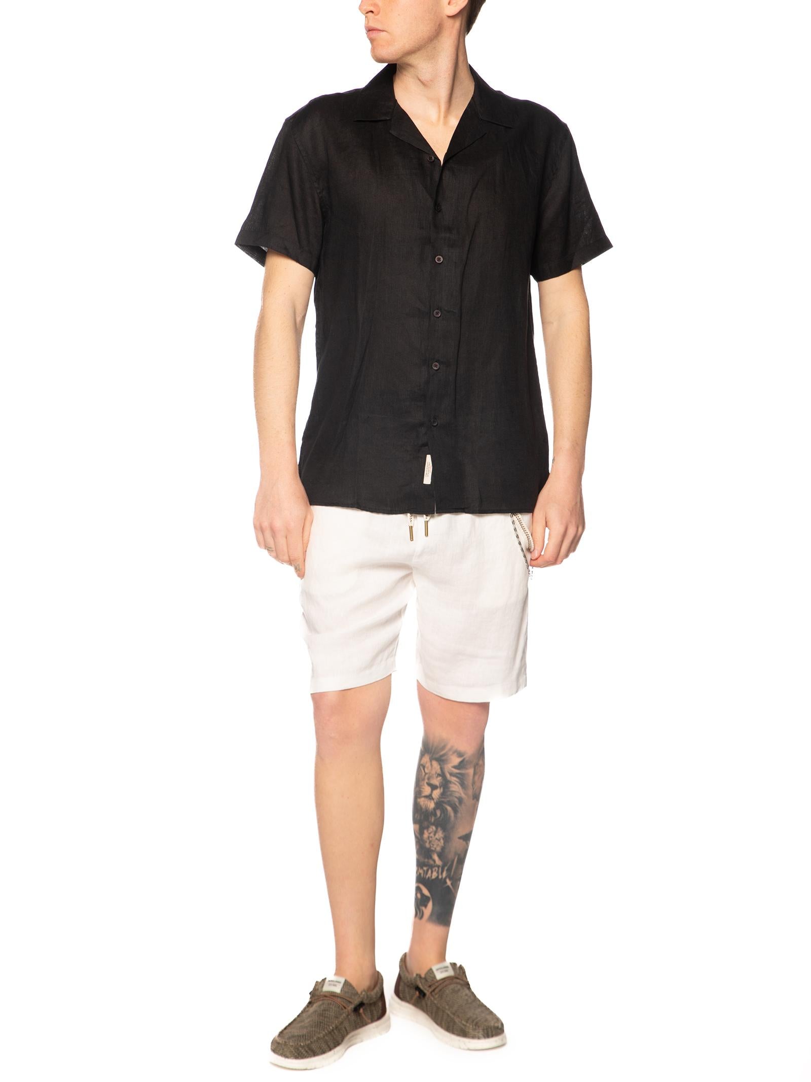 Camicia Gianni Lupo Nero in lino maniche corte GL7658S NERO GIANNI LUPO 