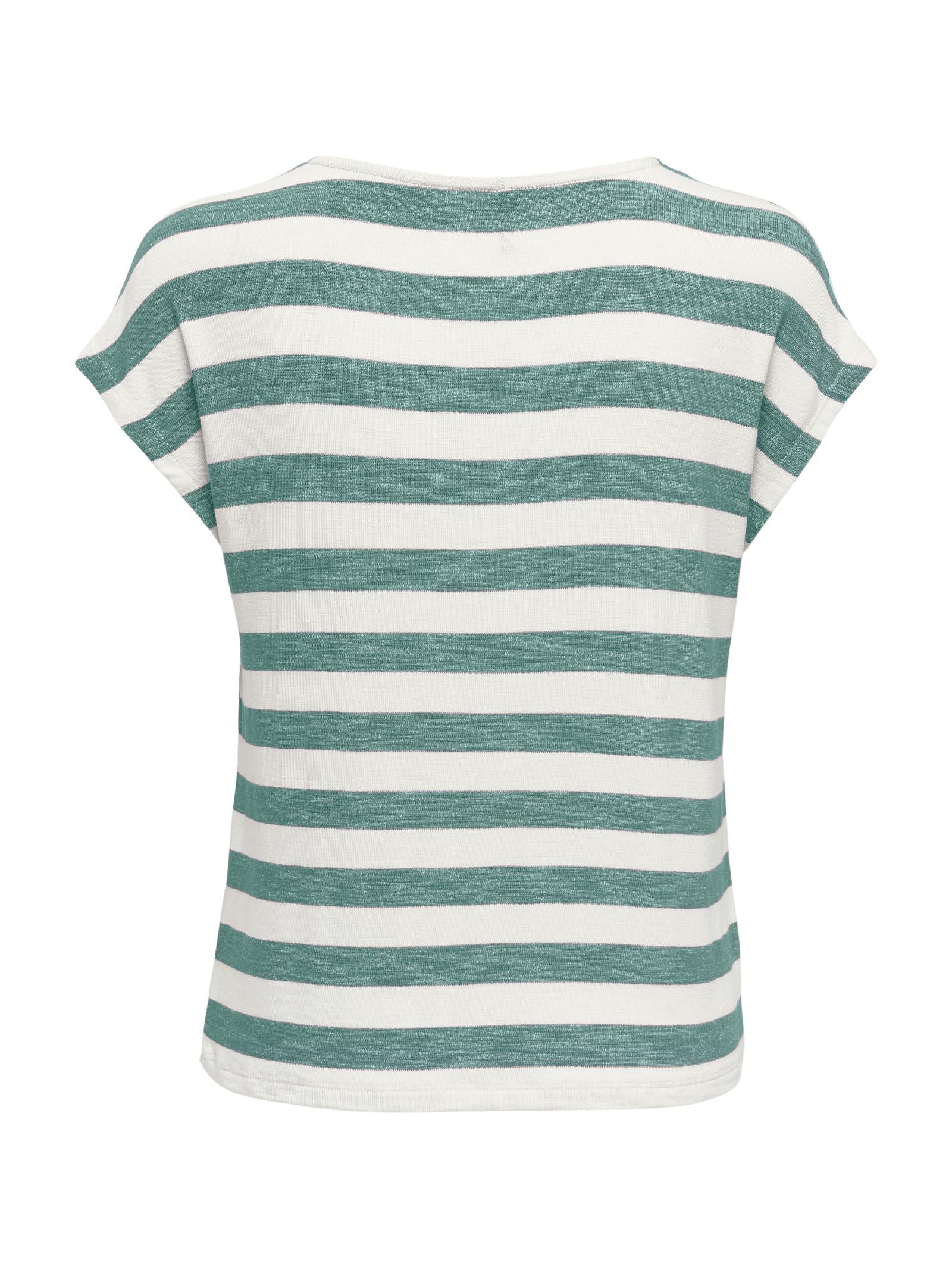 T-shirt Only Bianco Verde Lira a righe 15252103 /Chinois Green ONLY 