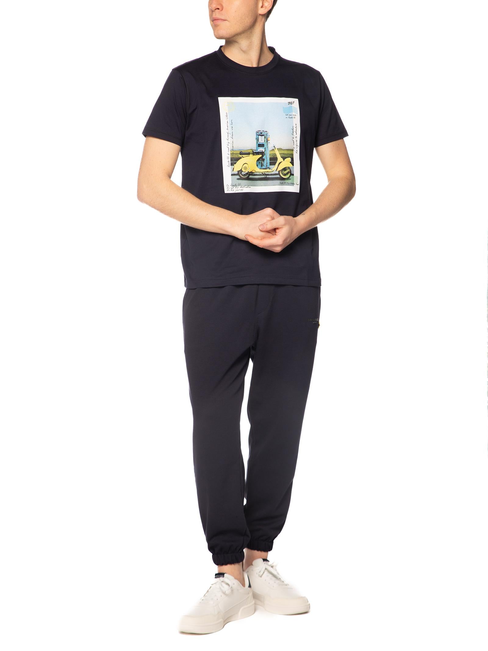 T-shirt Superculture Blu stampa vespa A1801 BLU SUPERCULTURE 