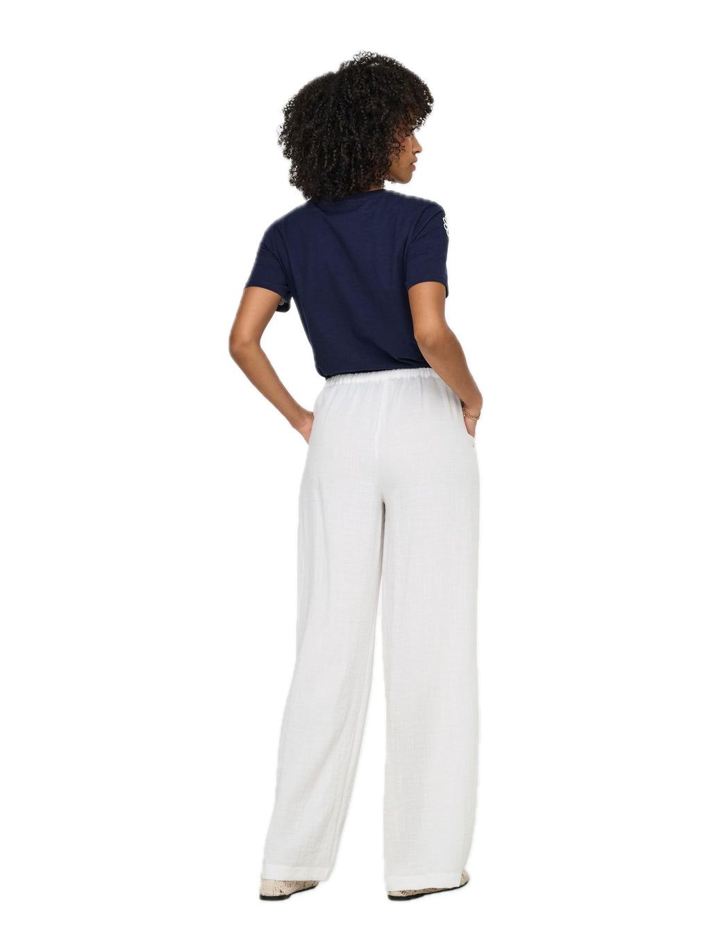 Pantalone Only Bianco Lita con elastico 15370273 /Bright White ONLY 