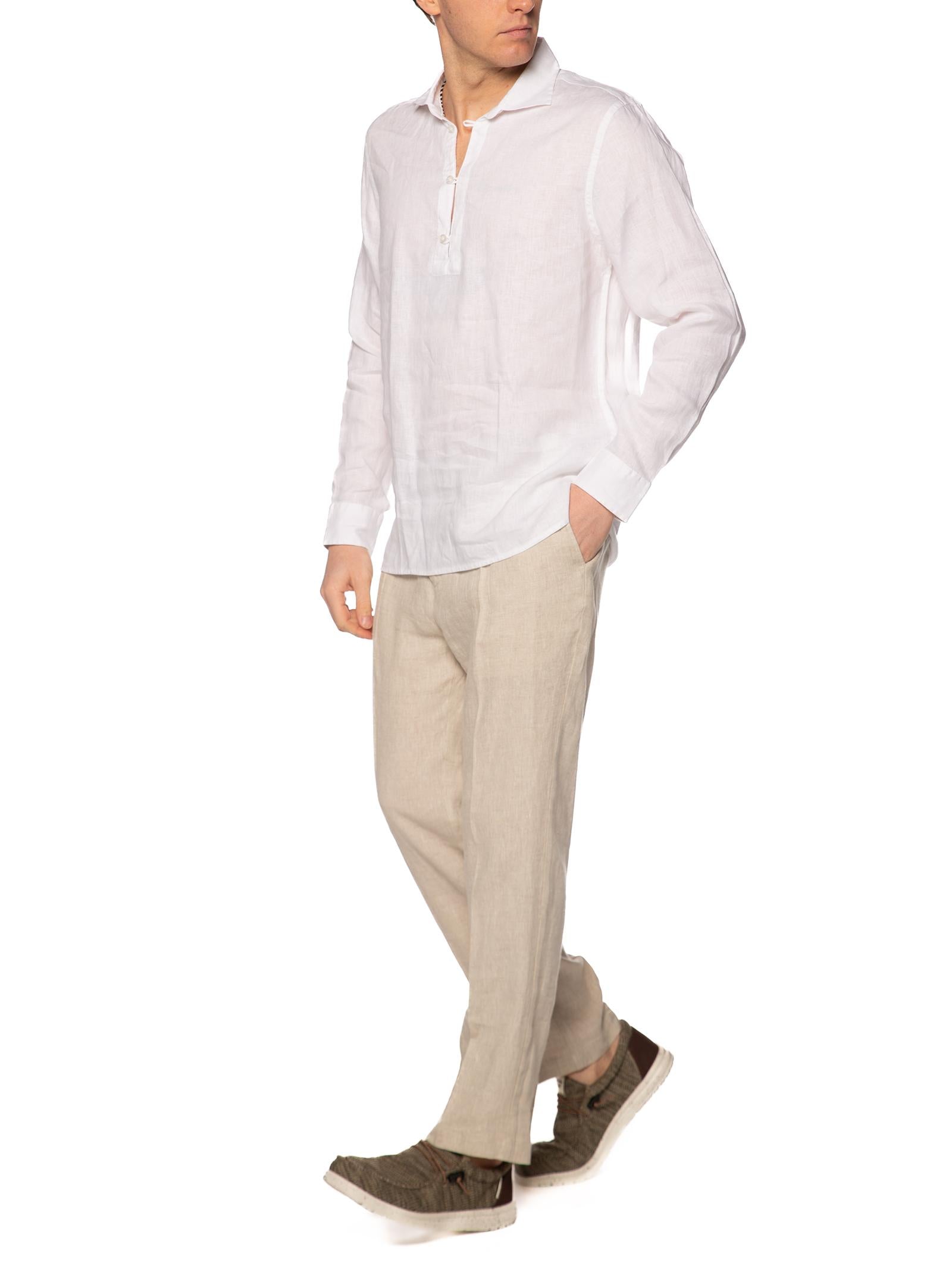 Camicia Seinse Bianco in lino collo aperto CE1089 BIANCO SEINSE 