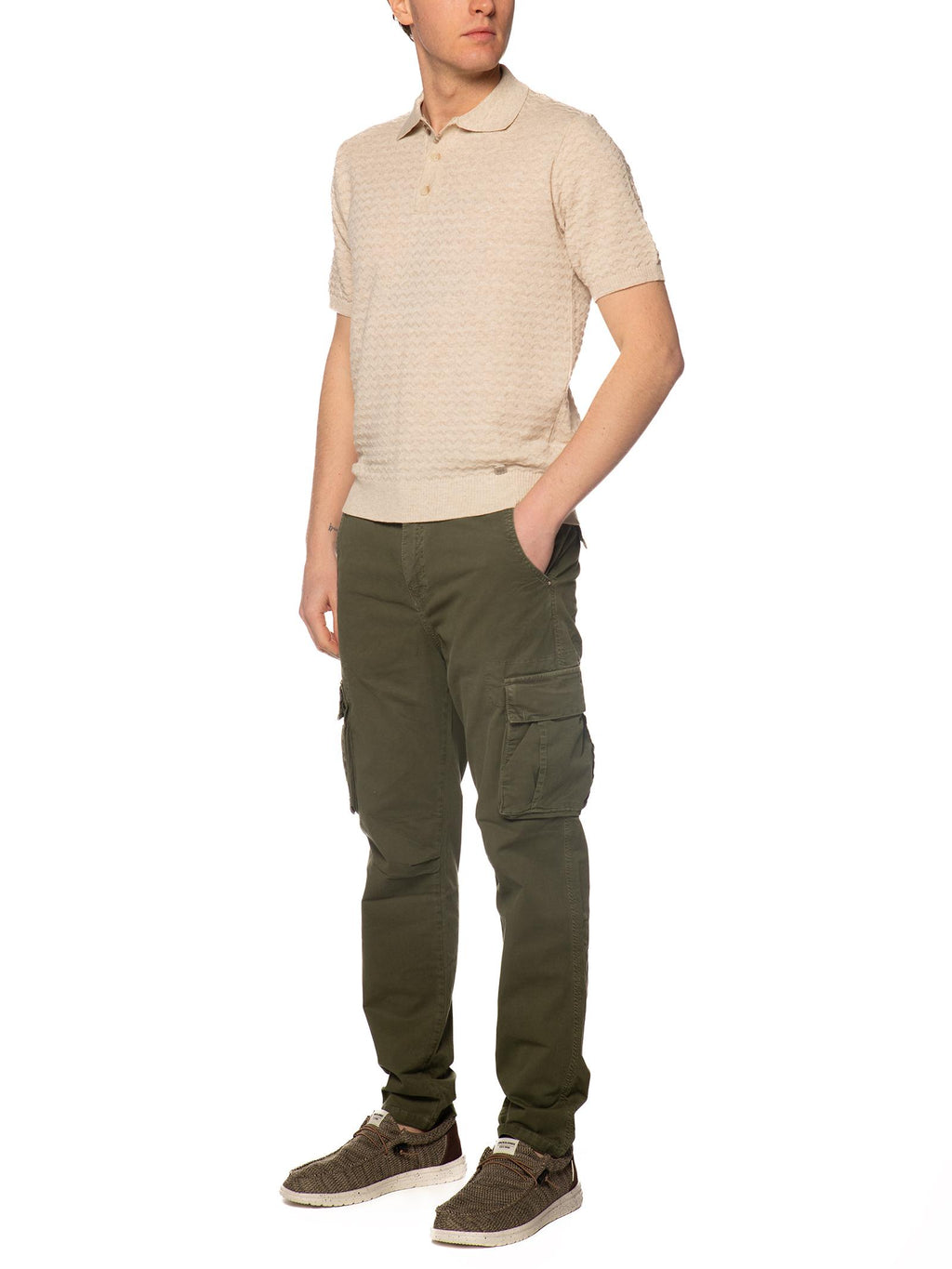 Polo Block Eleven Beige in maglia 03LD140 BEIGE BLOCK ELEVEN 